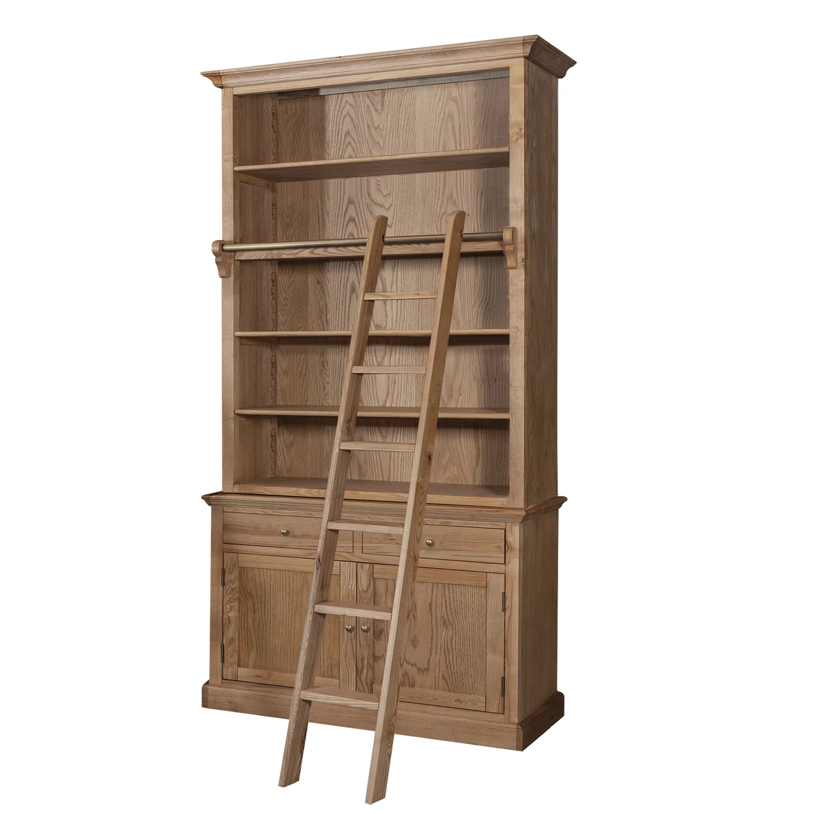 Hamptons Halifax Open Extendable Bookcase with Ladder 250-368cm - Image 61