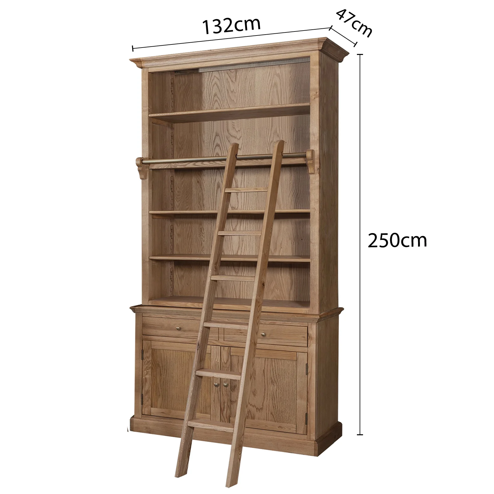 Hamptons Halifax Open Extendable Bookcase with Ladder 250-368cm - Image 64