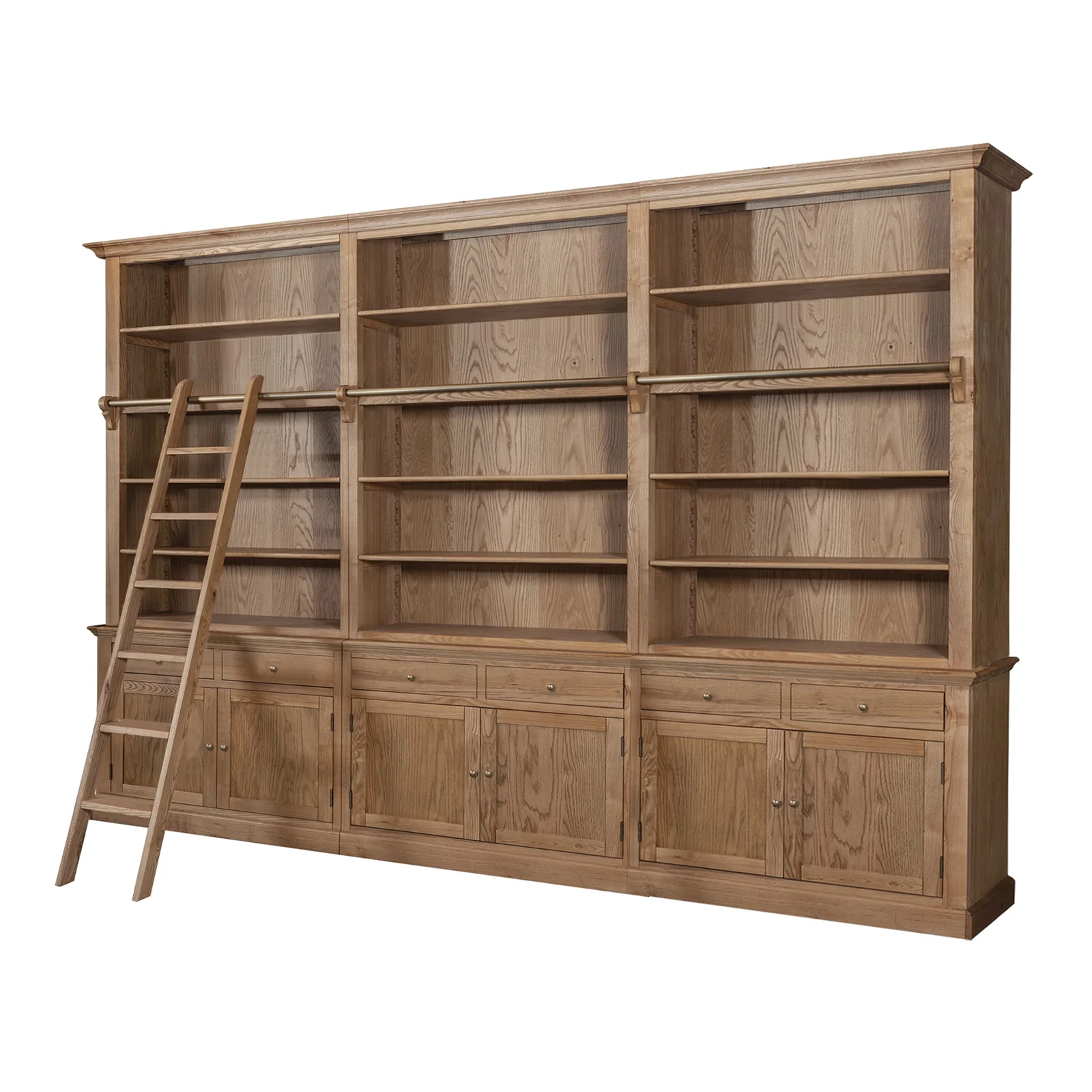 Hamptons Halifax Open Extendable Bookcase with Ladder 250-368cm - Image 68