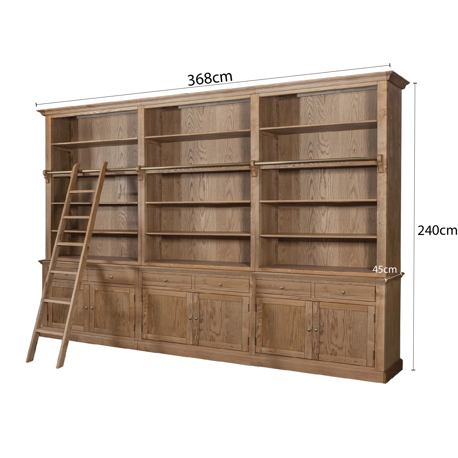 Hamptons Halifax Open Extendable Bookcase with Ladder 250-368cm - Image 69
