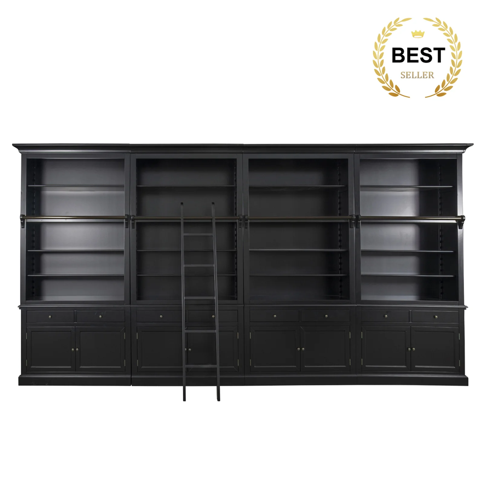 Hamptons Halifax Open Extendable Bookcase with Ladder 486-604cm - Image 19