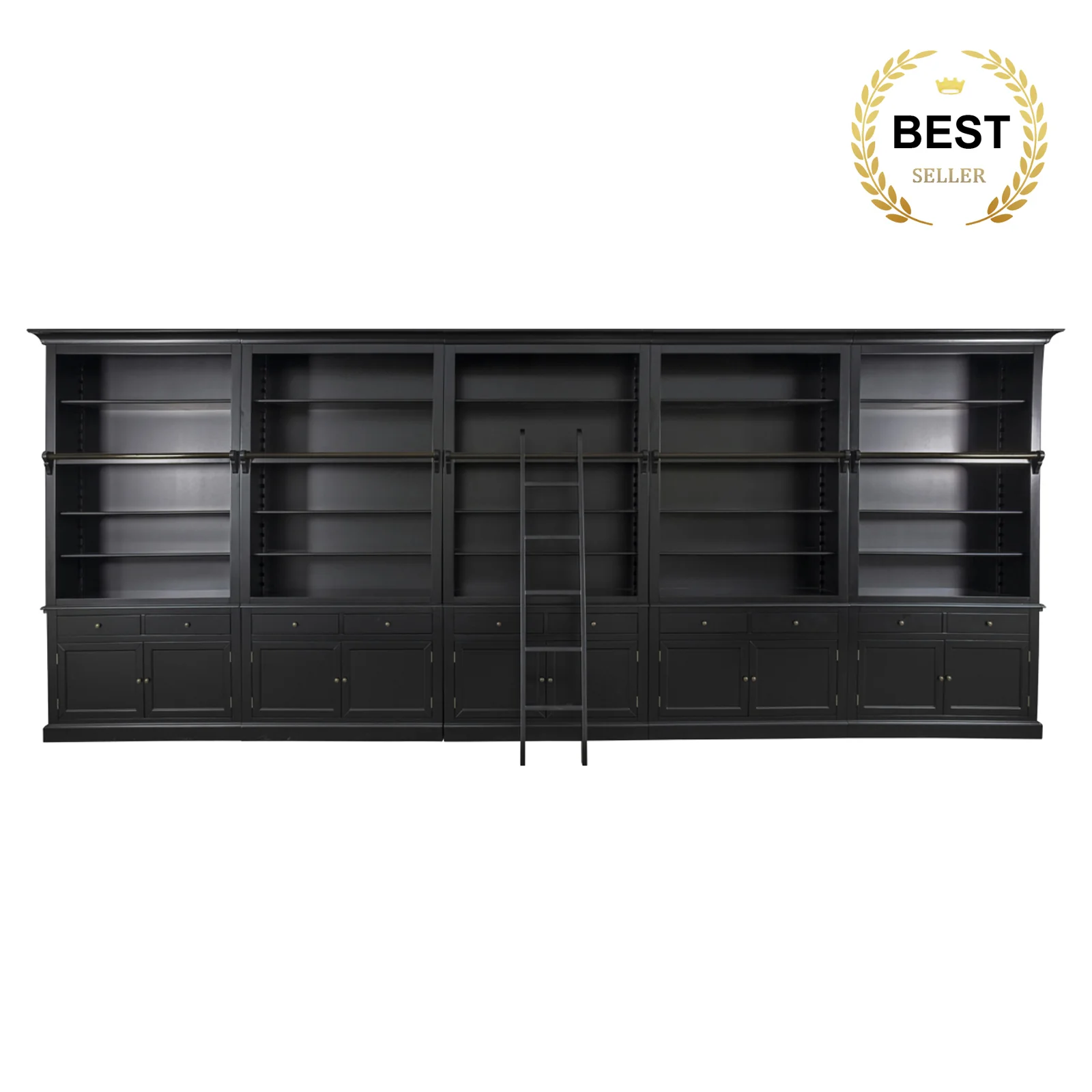 Hamptons Halifax Open Extendable Bookcase with Ladder 486-604cm - Image 22