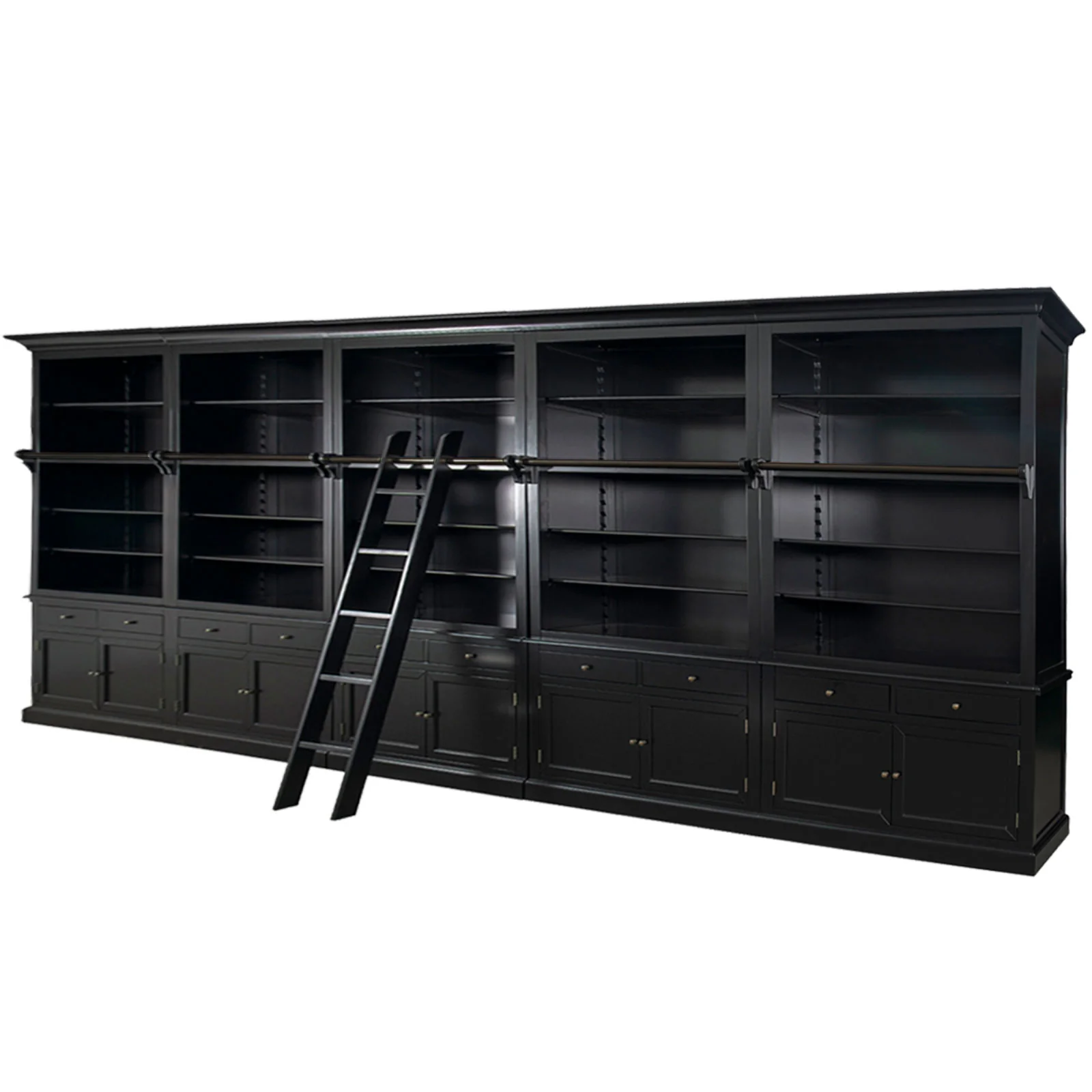 Hamptons Halifax Open Extendable Bookcase with Ladder 486-604cm - Image 24