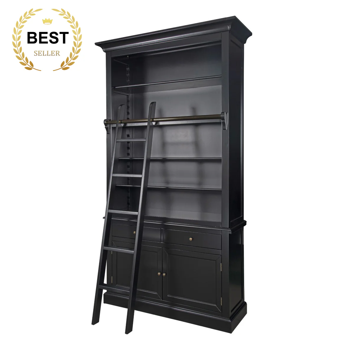 Hamptons Halifax Open Extendable Bookcase with Ladder 486-604cm - Image 25