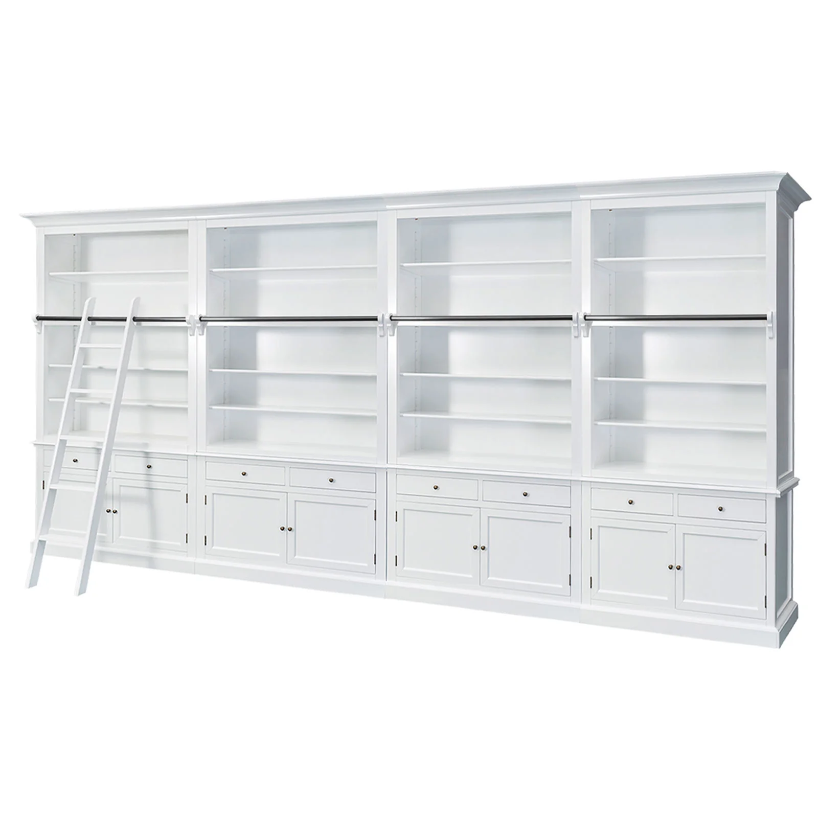 Hamptons Halifax Open Extendable Bookcase with Ladder 486-604cm - Image 3