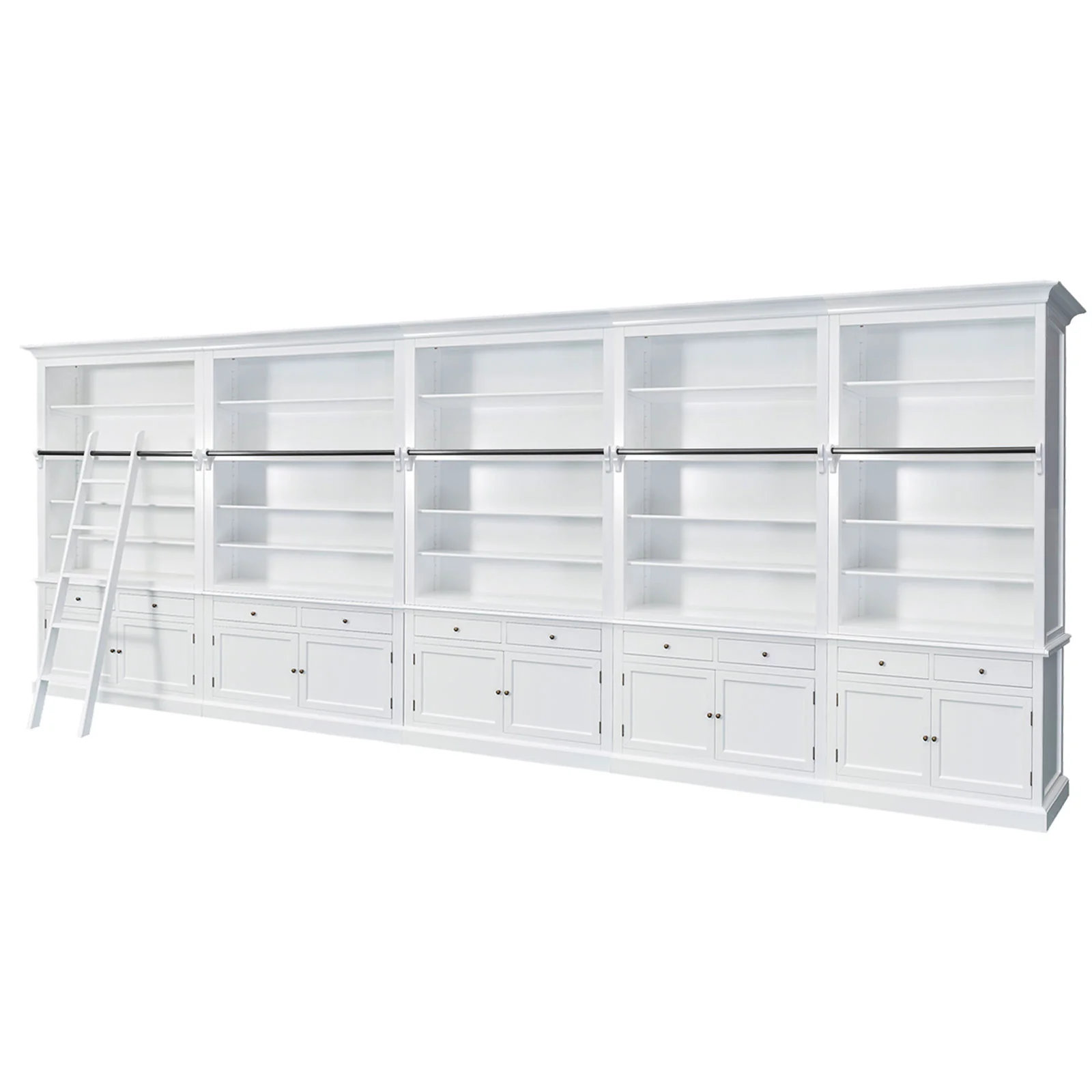 Hamptons Halifax Open Extendable Bookcase with Ladder 486-604cm - Image 6