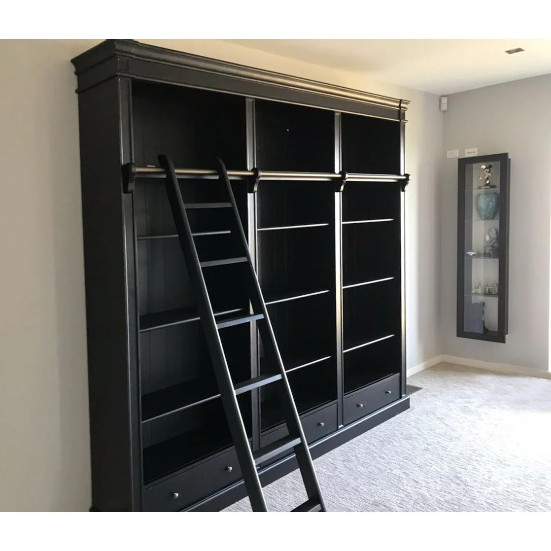 Solid Timber Hamptons Library Bookcase with Ladder — 3 Bay Grand Halifax - Image 15