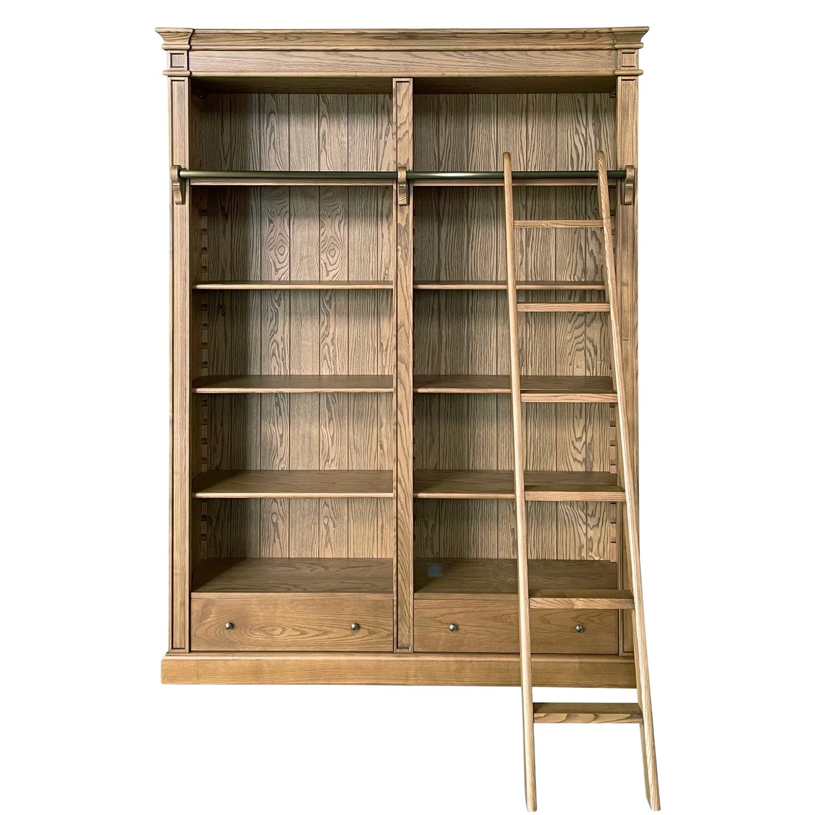 Hamptons Halifax Open Library Bookcase with Ladder 170cm - Image 30