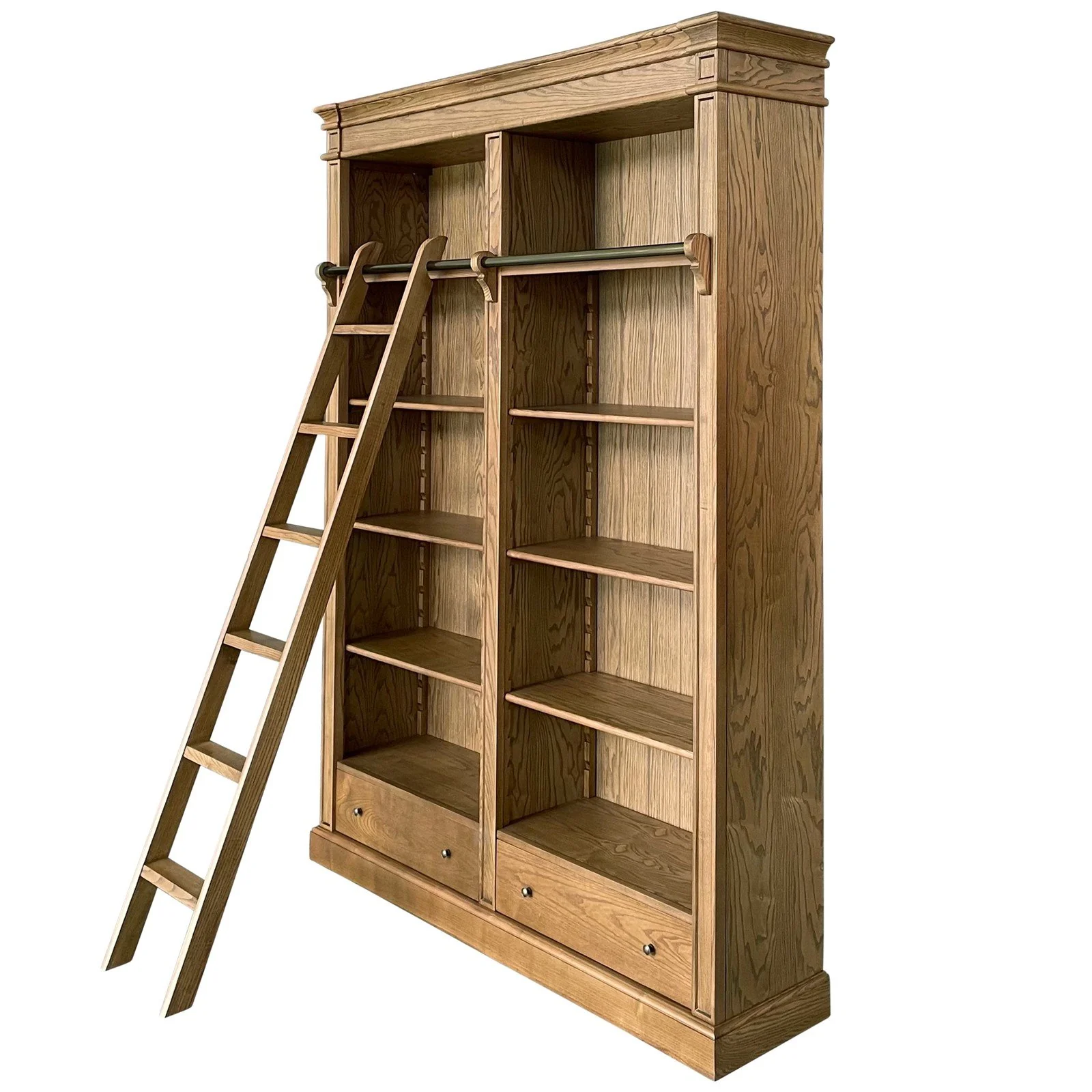 Hamptons Halifax Open Library Bookcase with Ladder 170cm - Image 31