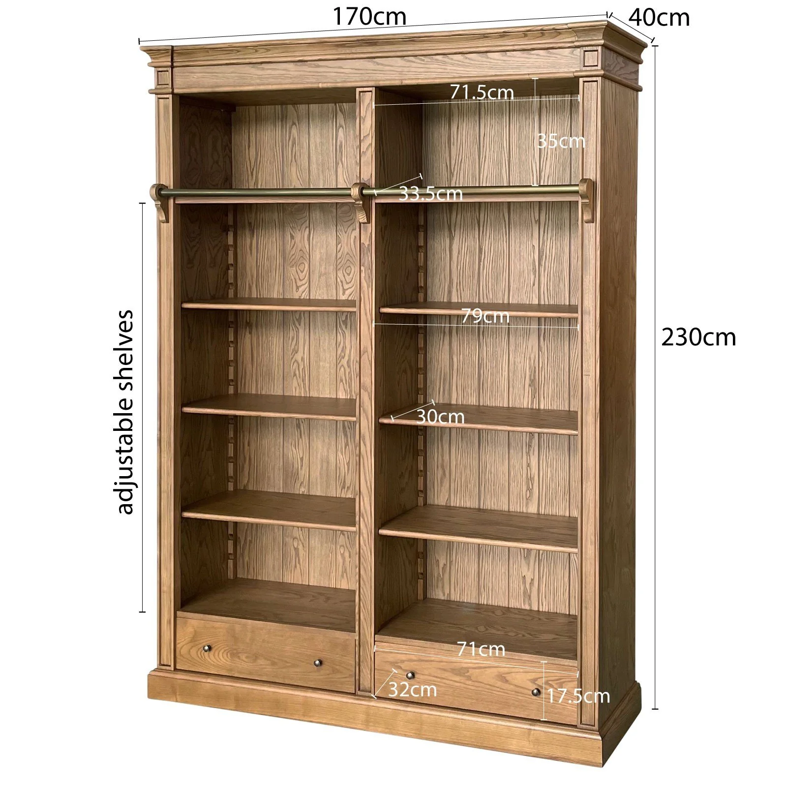 Hamptons Halifax Open Library Bookcase with Ladder 170cm - Image 36
