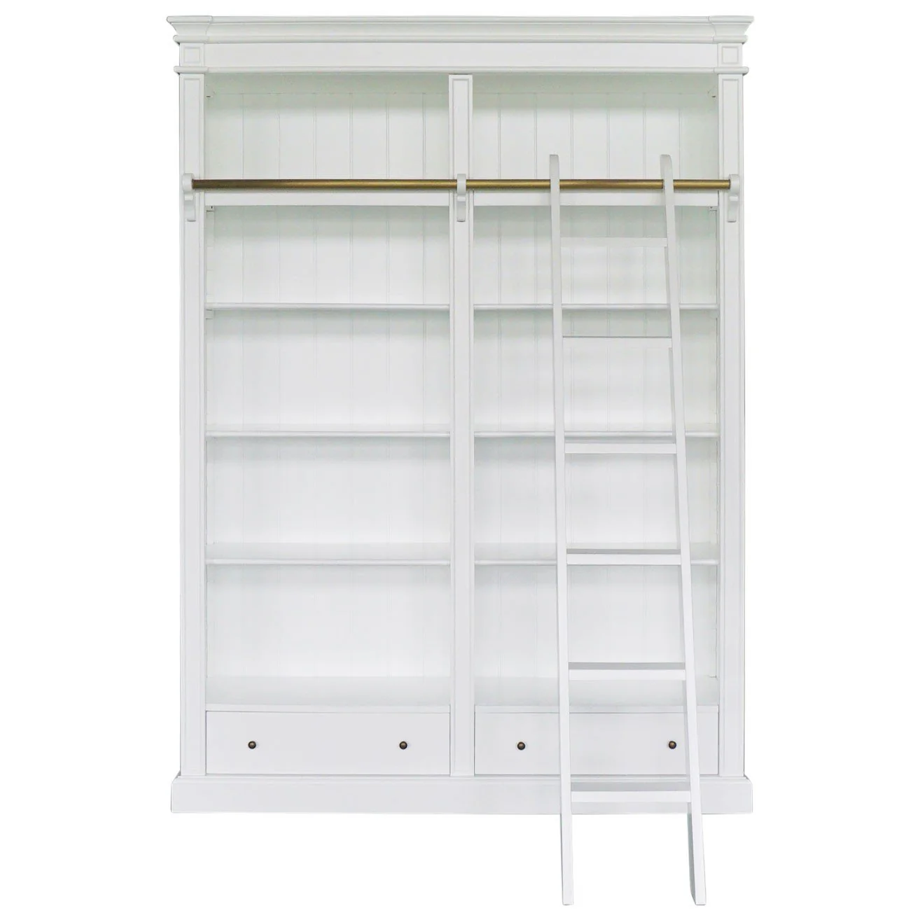 Hamptons Halifax Open Library Bookcase with Ladder 170cm - Image 5