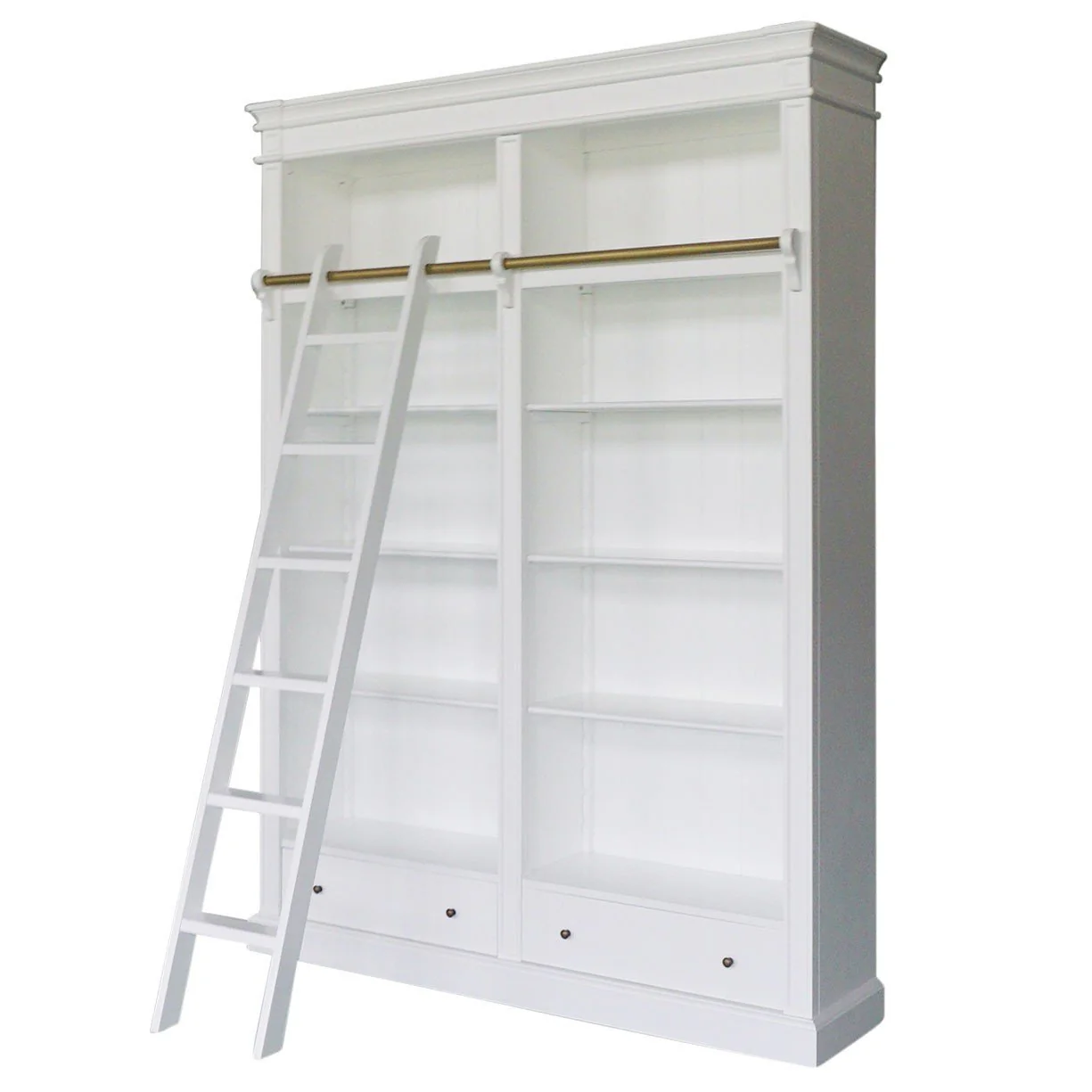 Hamptons Halifax Open Library Bookcase with Ladder 170cm - Image 7