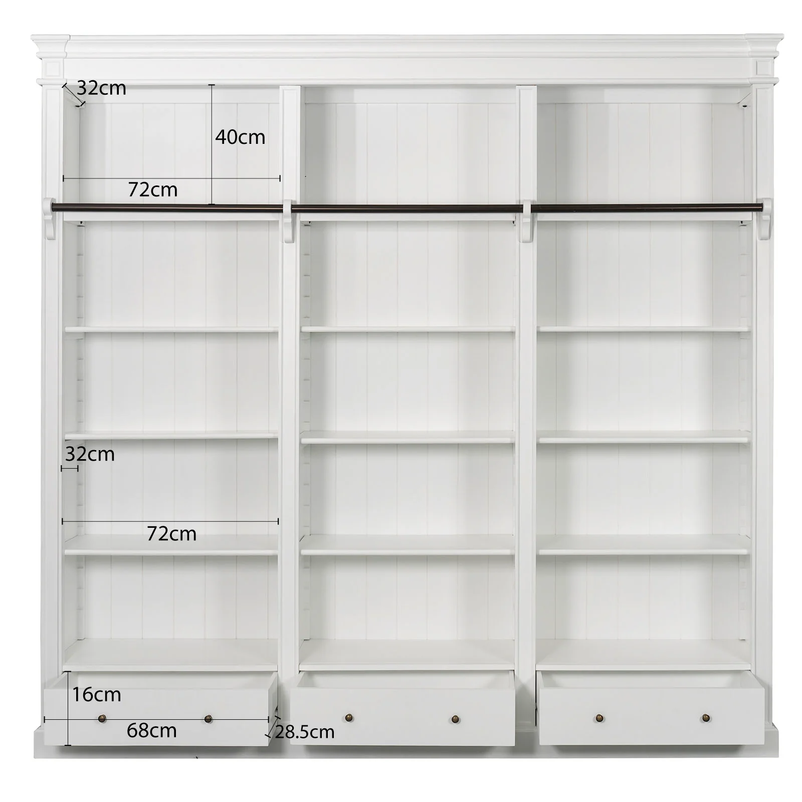 Solid Timber Hamptons Library Bookcase with Ladder — 3 Bay Grand Halifax - Image 29