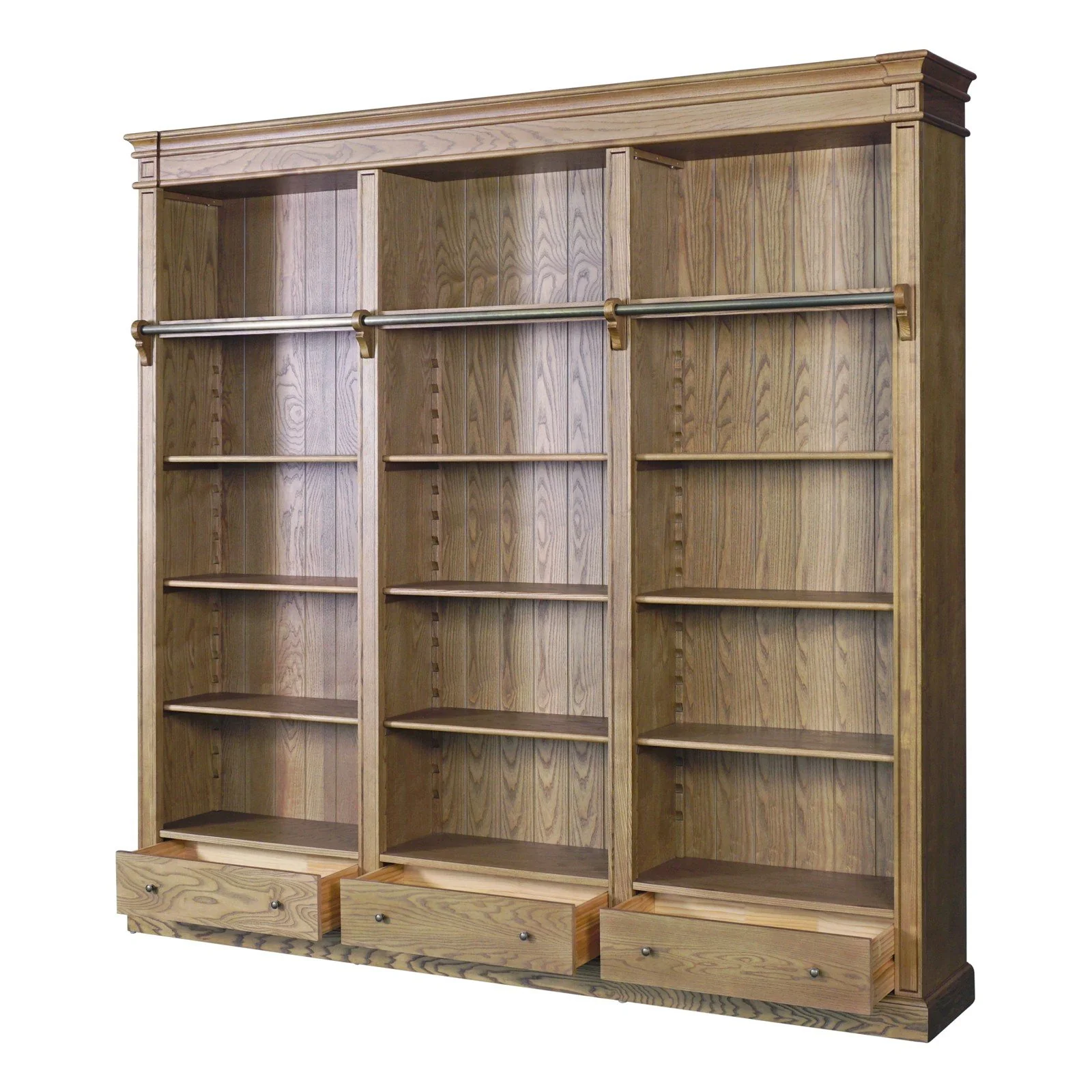 Solid Timber Hamptons Library Bookcase with Ladder — 3 Bay Grand Halifax - Image 34