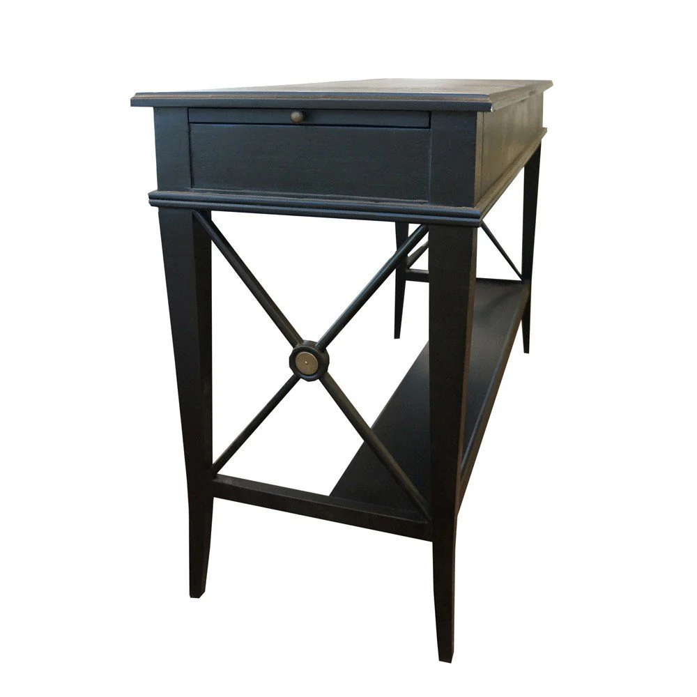 Hamptons Halifax Side Cross 2 Drawer Console Hall Table - Image 16