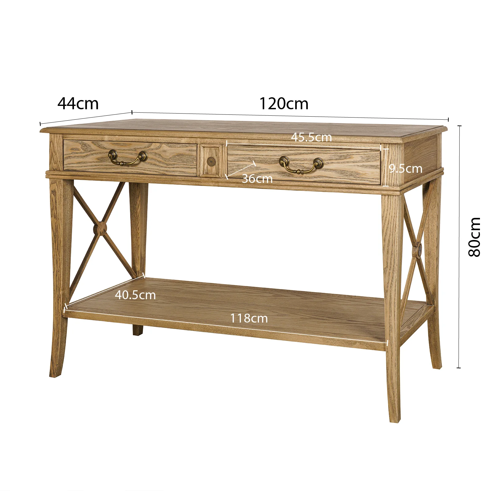 Hamptons Halifax Side Cross 2 Drawer Console Hall Table - Image 20
