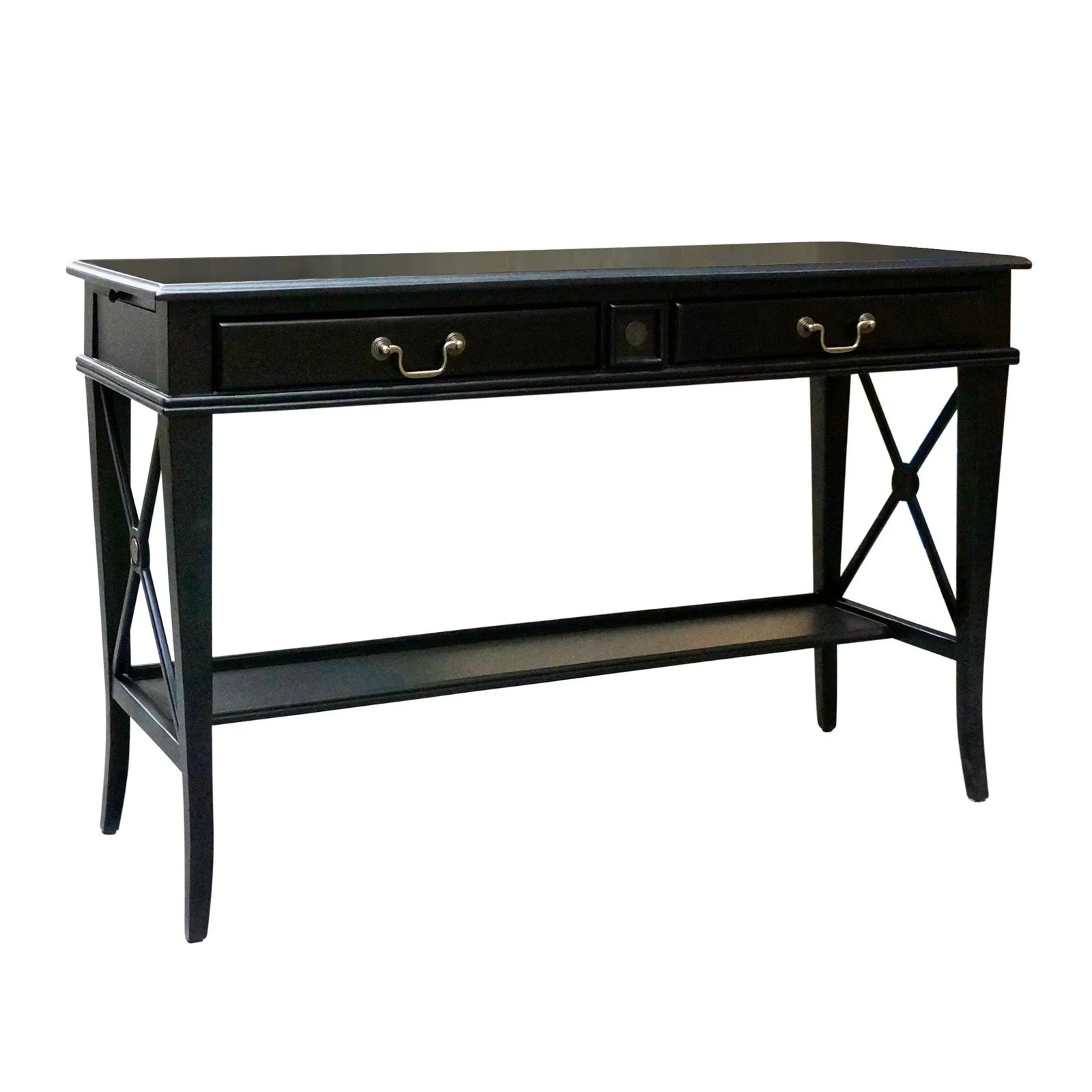 Hamptons Halifax Side Cross 2 Drawer Console Hall Table - Image 4