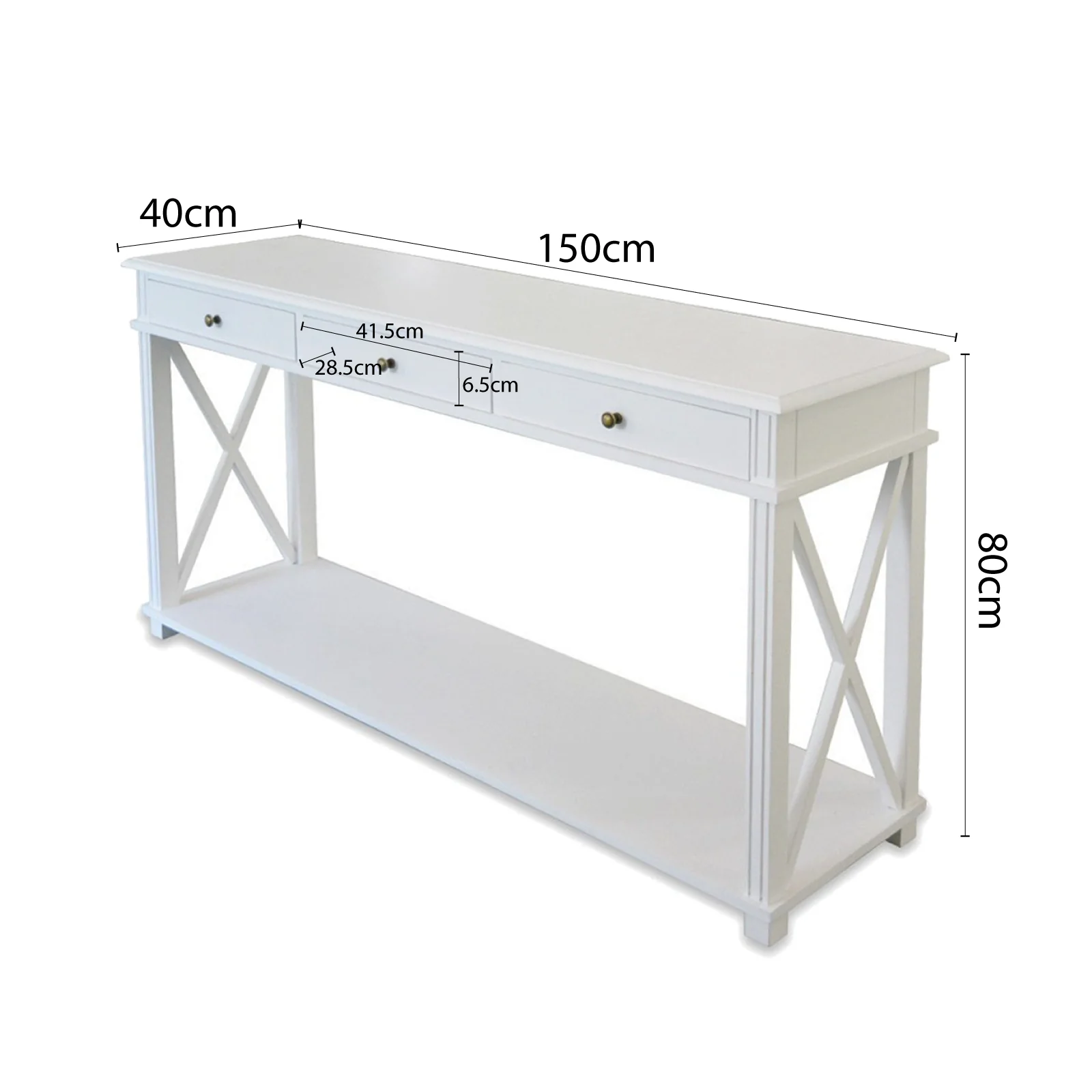 Hamptons Halifax Side Cross 3 Drawer Console Hall Table - Image 12