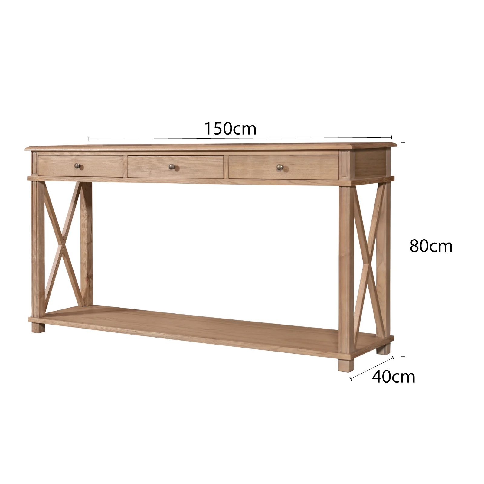 Hamptons Halifax Side Cross 3 Drawer Console Hall Table - Image 28