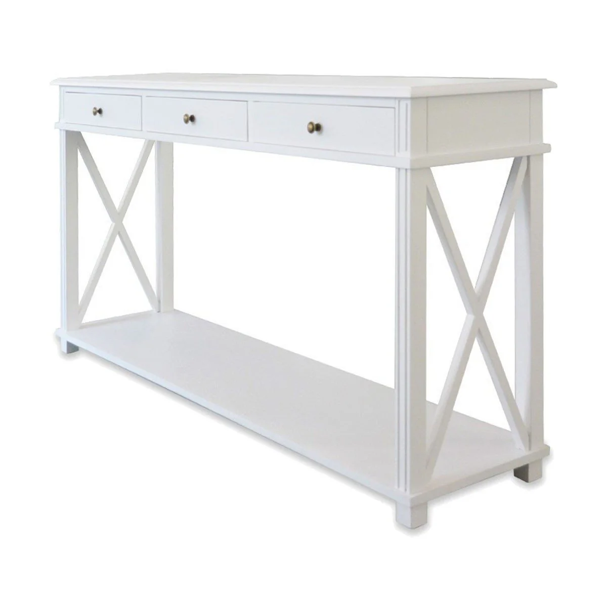 Hamptons Halifax Side Cross 3 Drawer Console Hall Table - Image 3