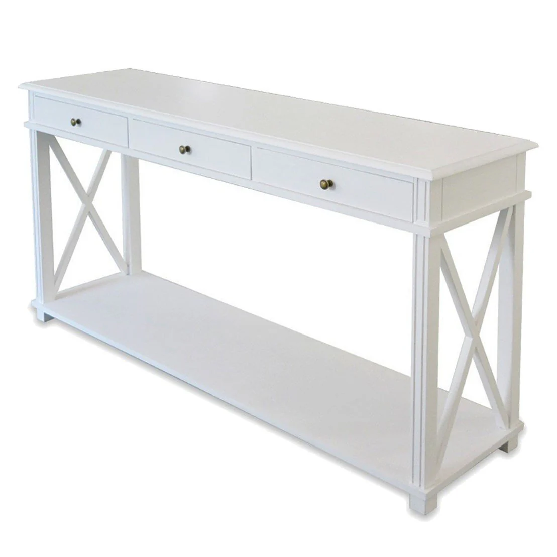 Hamptons Halifax Side Cross 3 Drawer Console Hall Table - Image 4