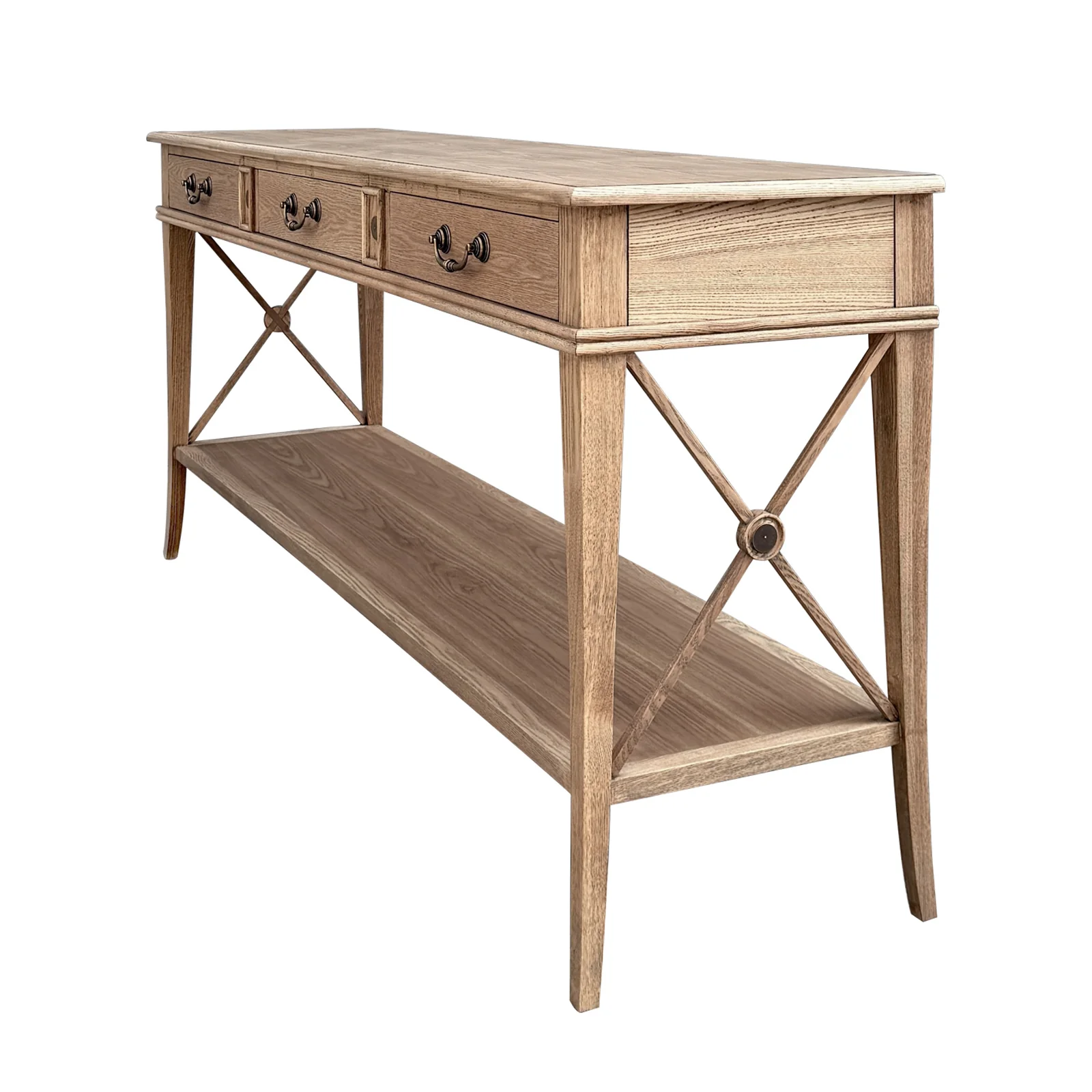 Hamptons Halifax Side Cross 3 Drawers Console Hall Table - Image 14
