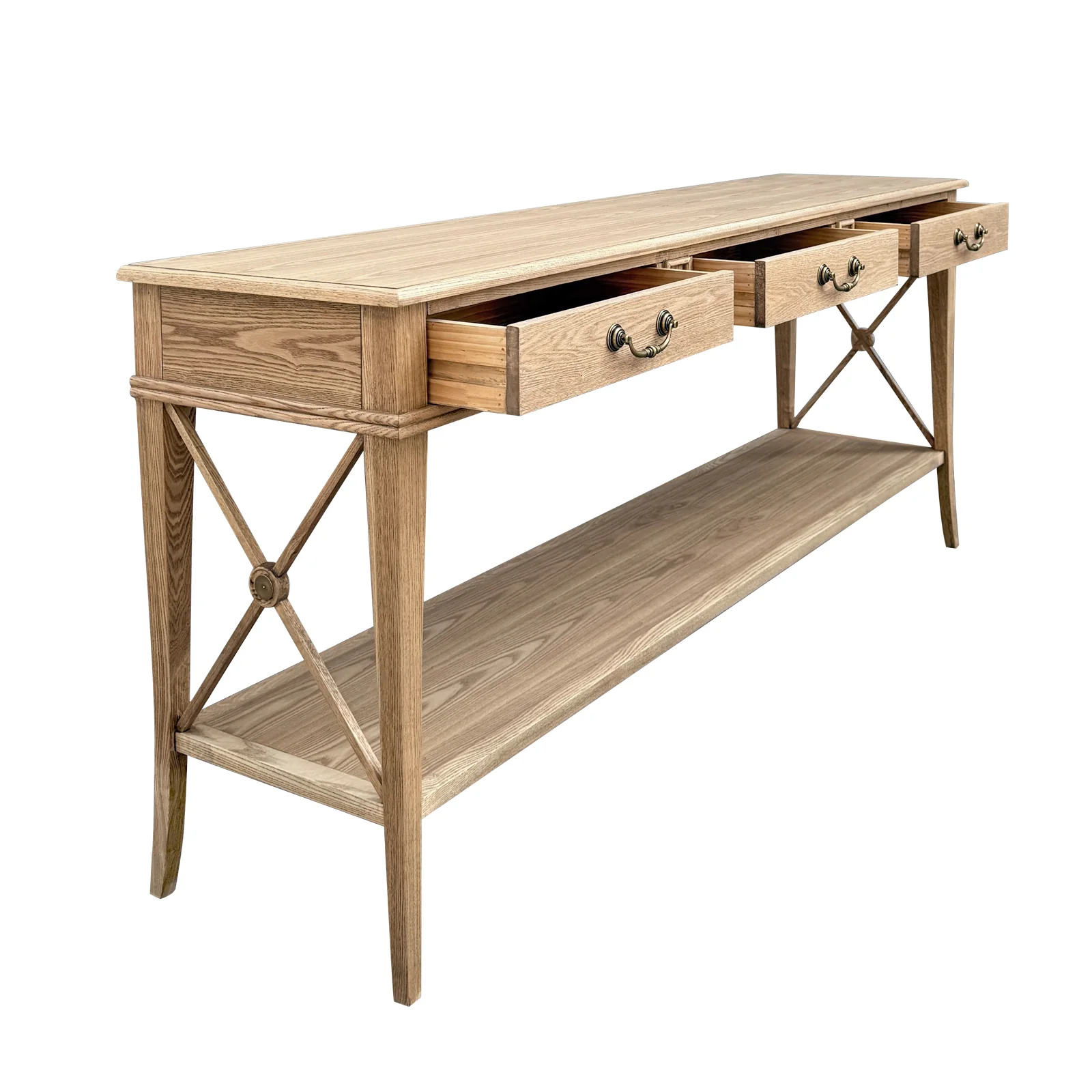Hamptons Halifax Side Cross 3 Drawers Console Hall Table - Image 18