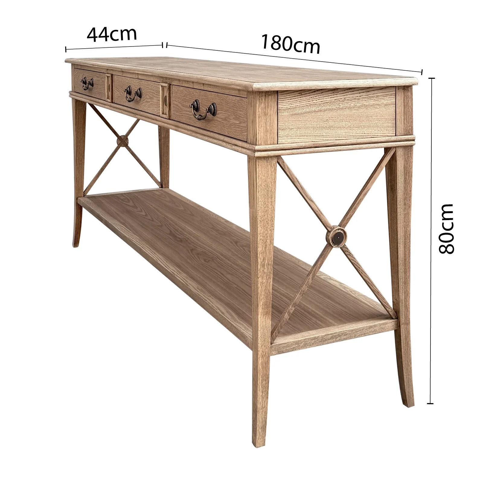 Hamptons Halifax Side Cross 3 Drawers Console Hall Table - Image 23
