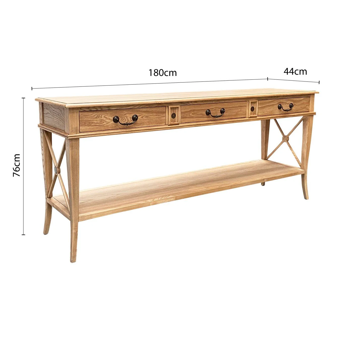 Hamptons Halifax Side Cross 3 Drawers Console Hall Table - Image 26