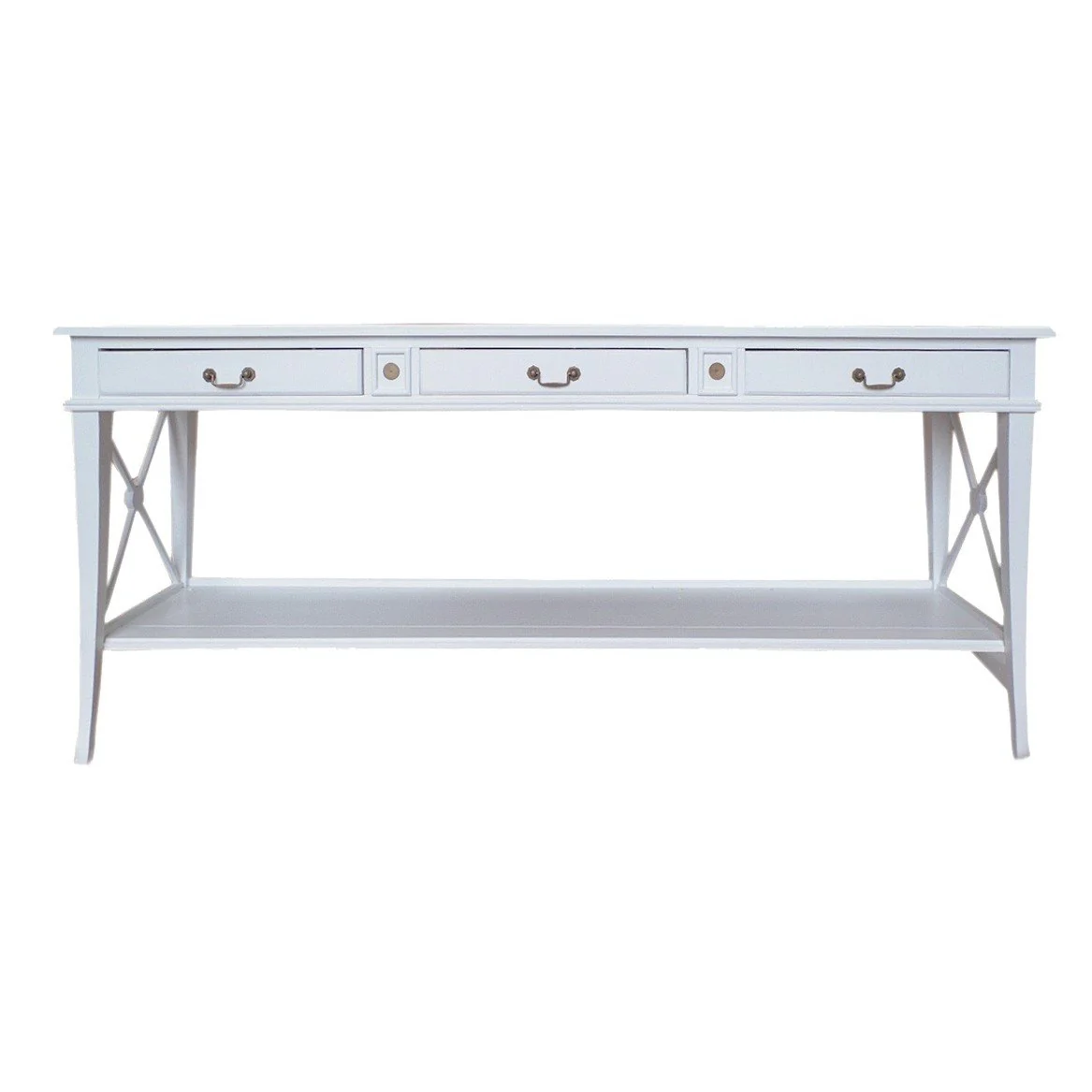 Hamptons Halifax Side Cross 3 Drawers Console Hall Table - Image 28