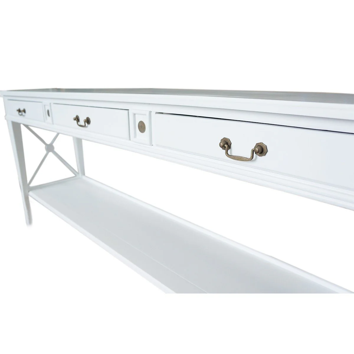 Hamptons Halifax Side Cross 3 Drawers Console Hall Table - Image 29