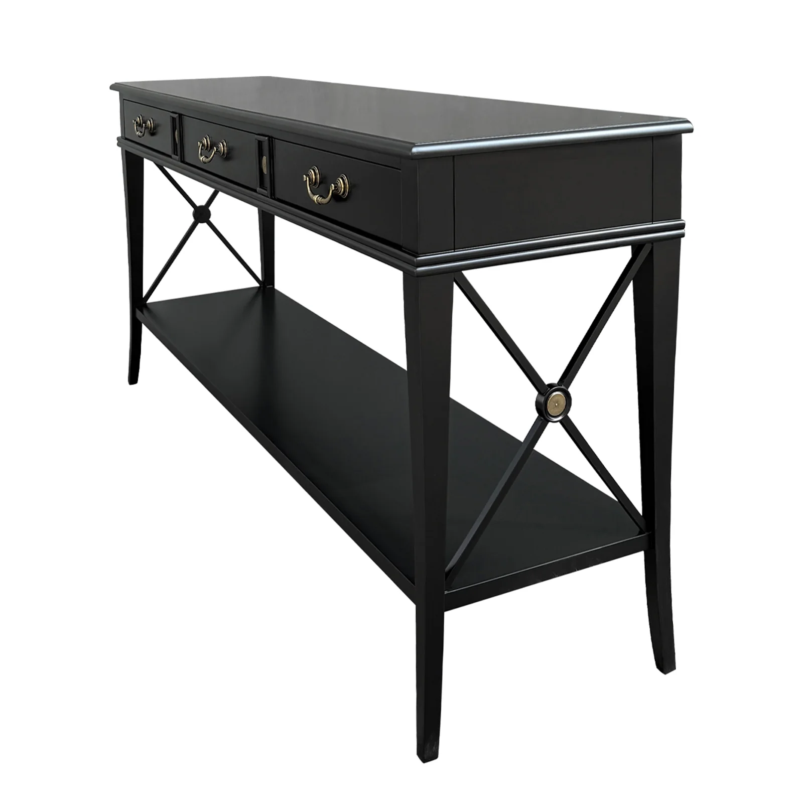 Hamptons Halifax Side Cross 3 Drawers Console Hall Table - Image 3