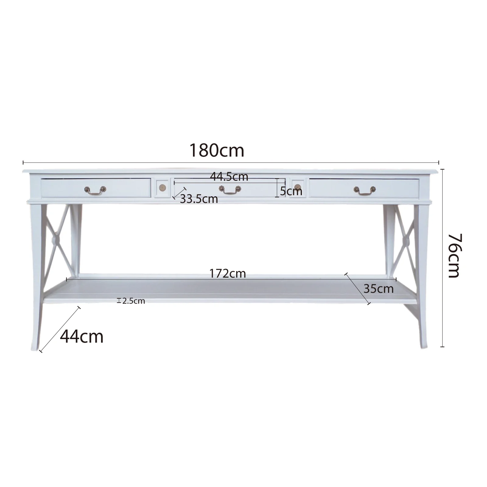 Hamptons Halifax Side Cross 3 Drawers Console Hall Table - Image 36