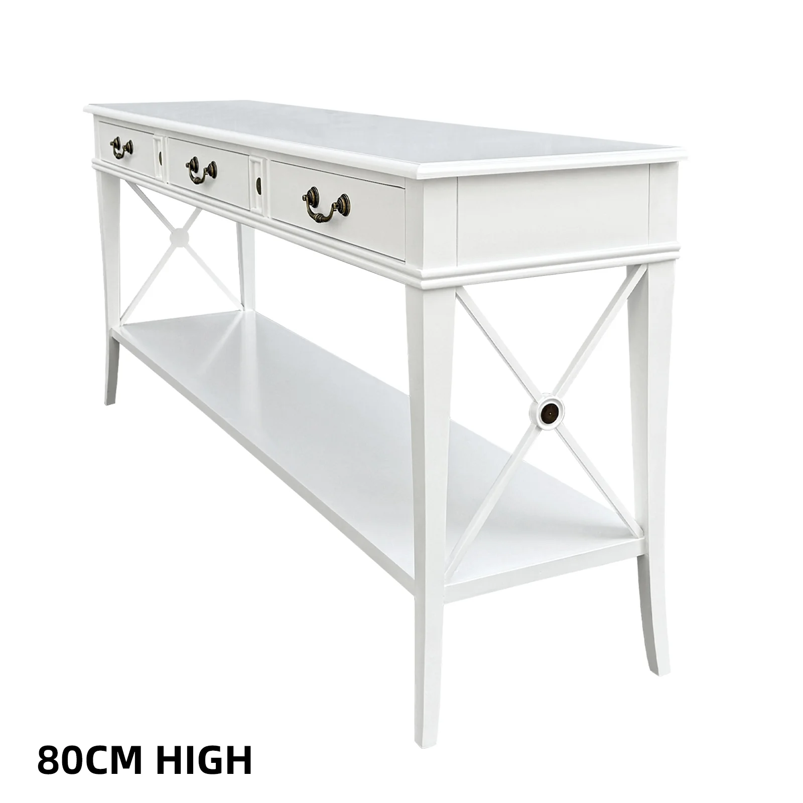 Hamptons Halifax Side Cross 3 Drawers Console Hall Table - Image 38