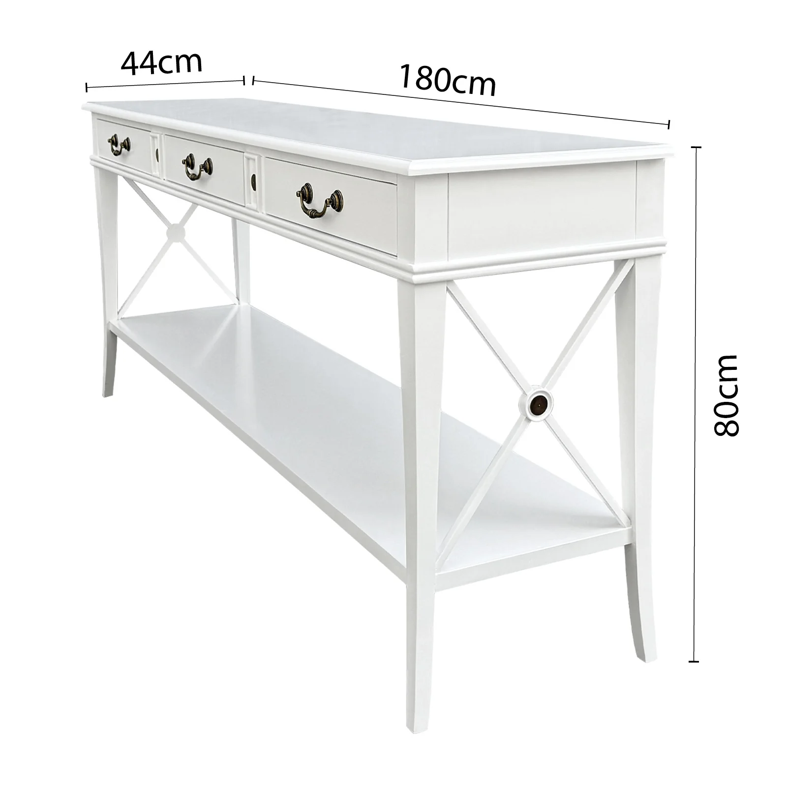 Hamptons Halifax Side Cross 3 Drawers Console Hall Table - Image 40