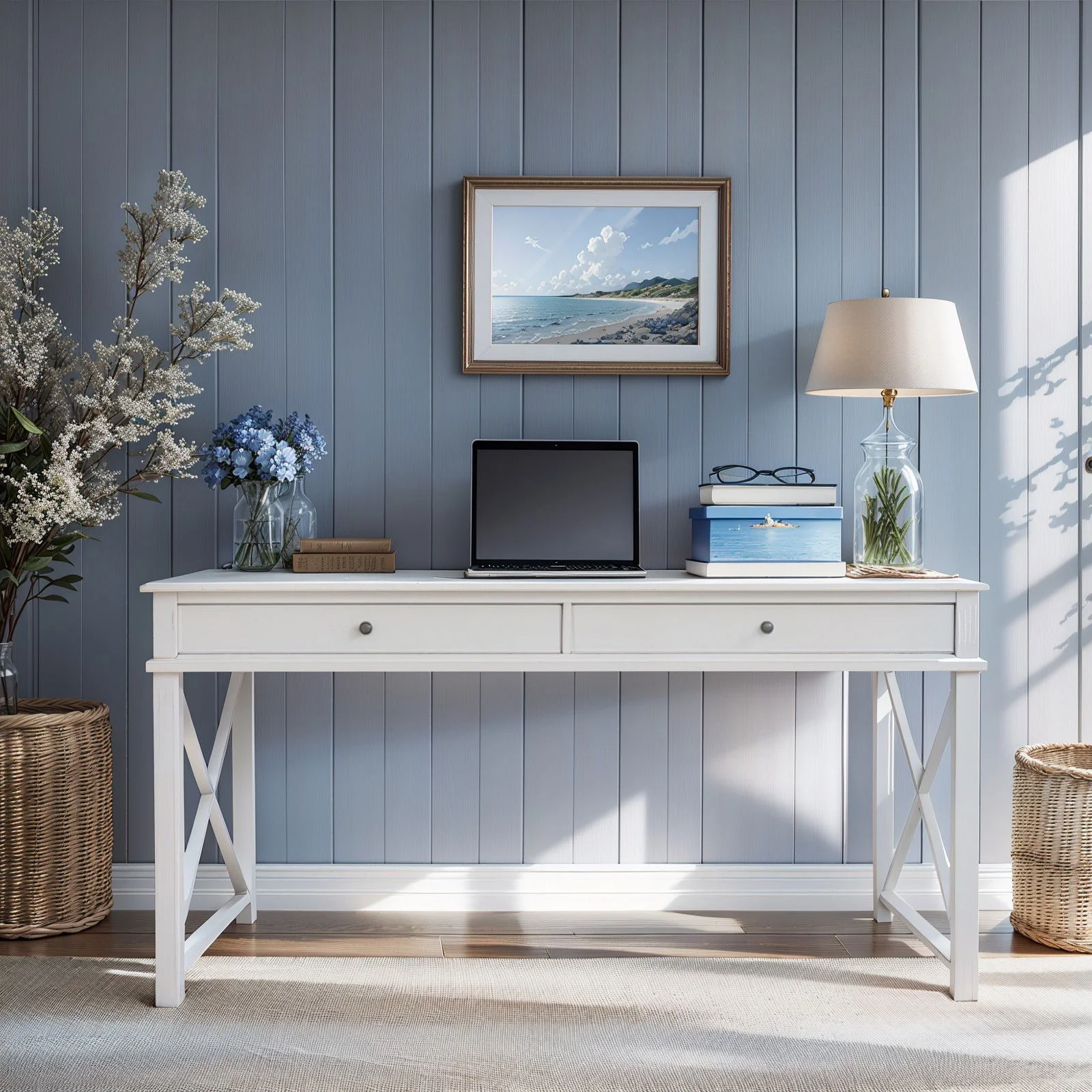 Hamptons Halifax Side Cross Console Hall Table / Study Desk - Image 13