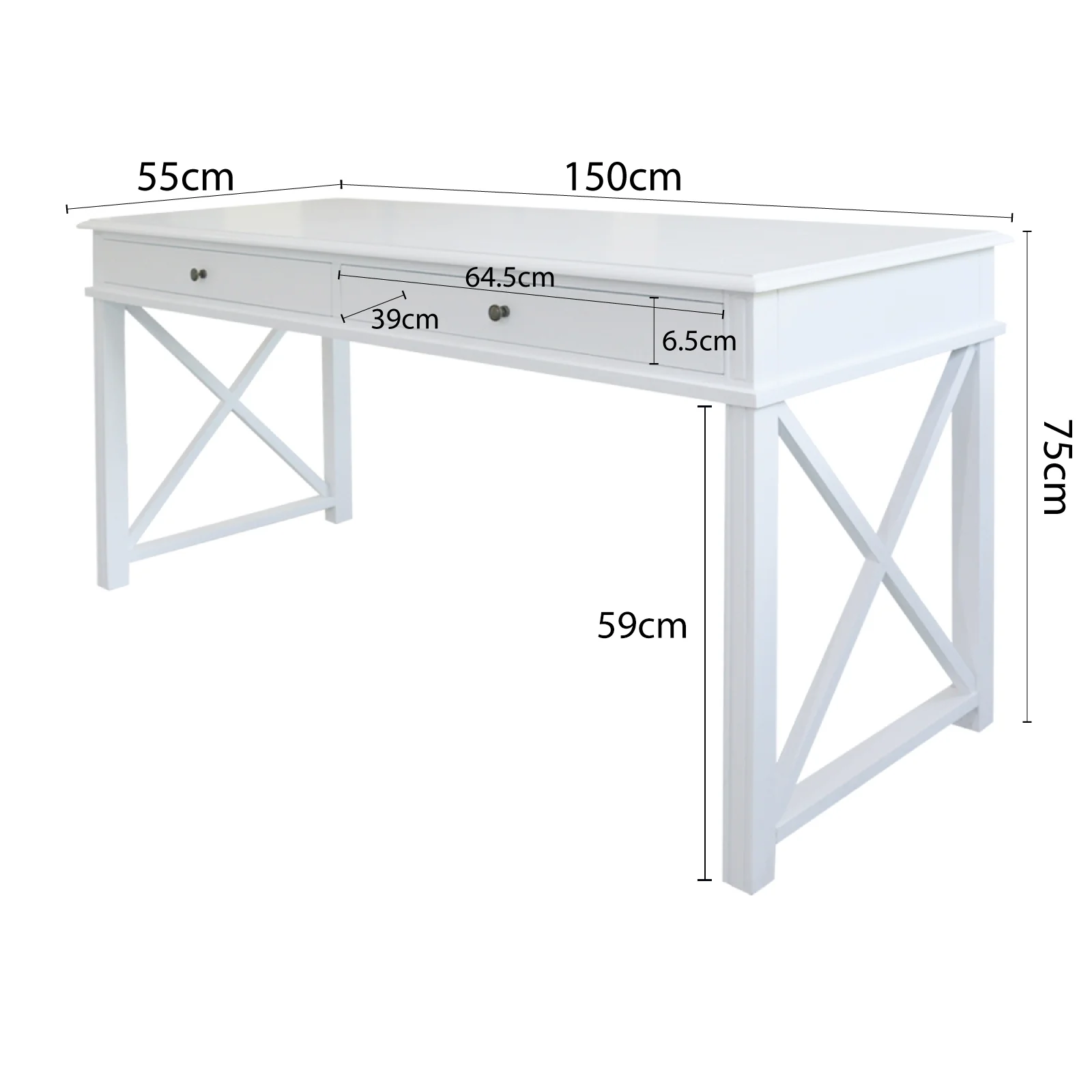 Hamptons Halifax Side Cross Console Hall Table / Study Desk - Image 21