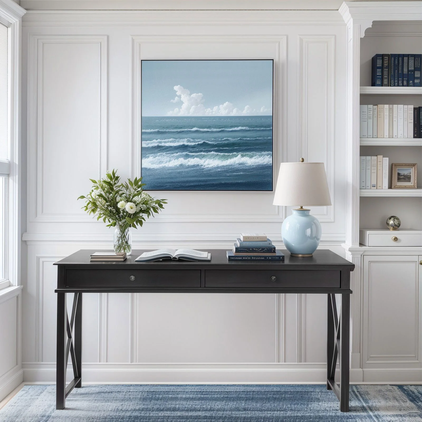 Hamptons Halifax Side Cross Console Hall Table / Study Desk - Image 26
