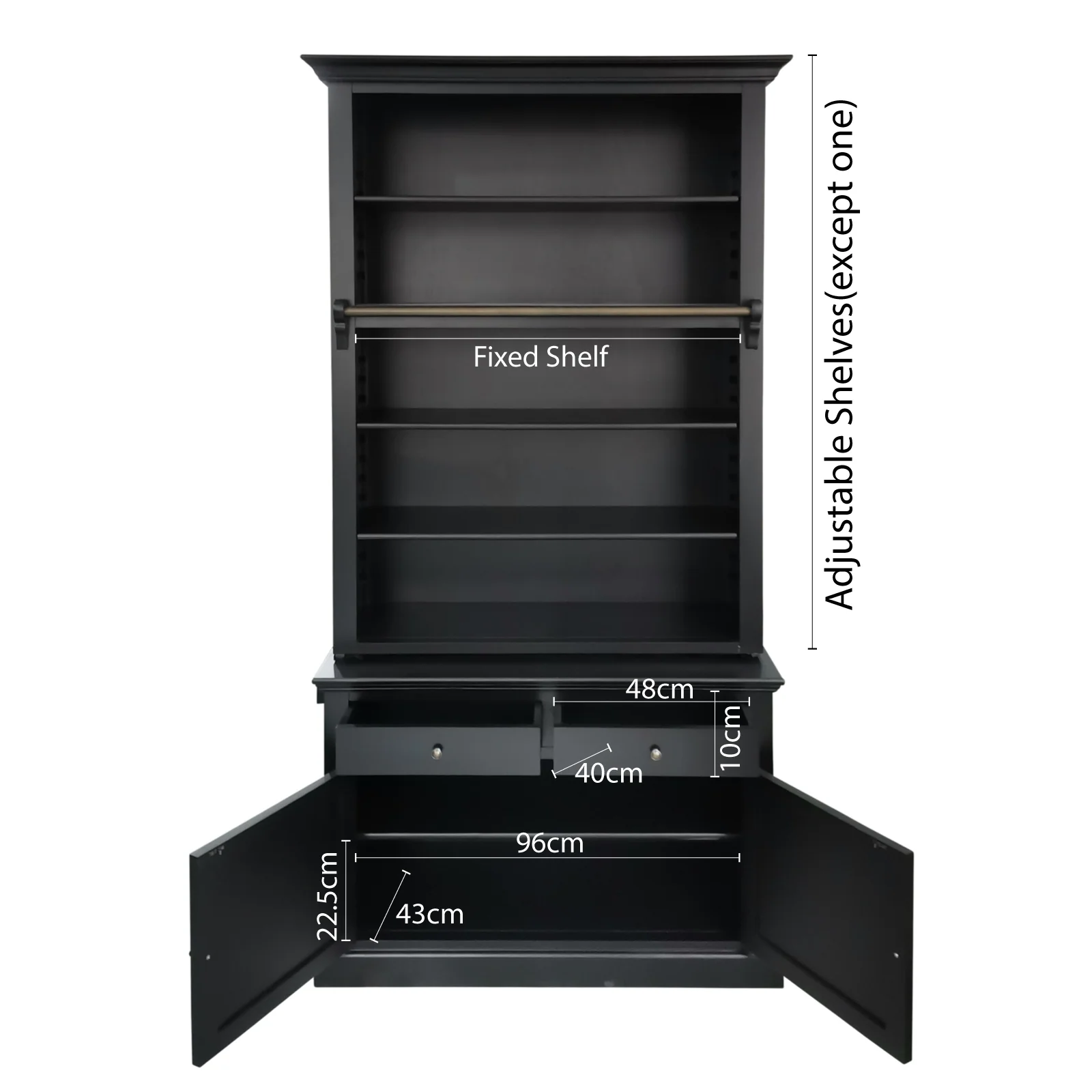 Hamptons Halifax Single Hutch Open Bookcase Buffet with Ladder - Image 13