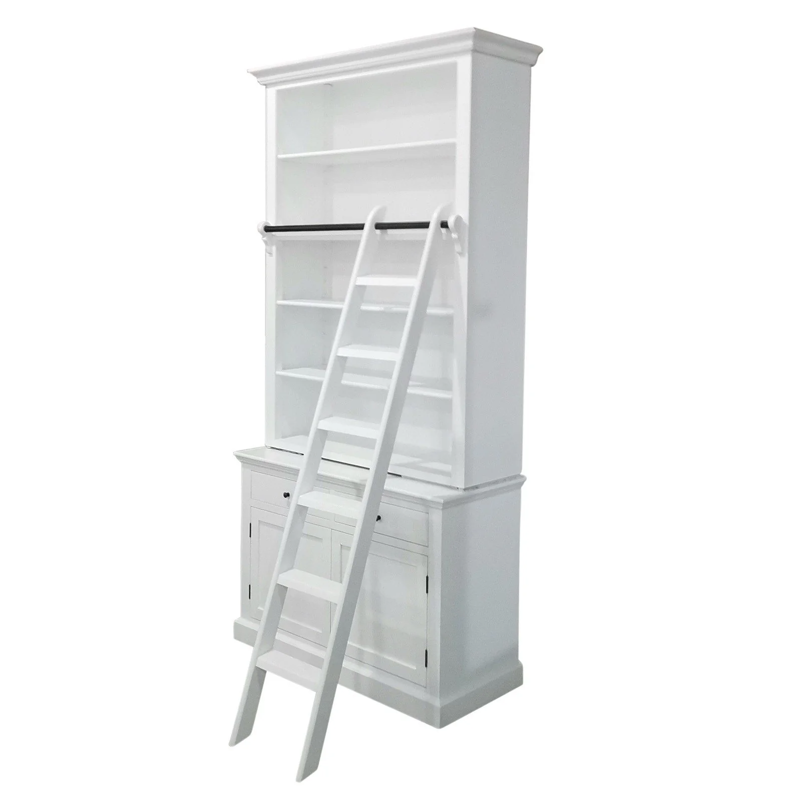 Hamptons Halifax Single Hutch Open Bookcase Buffet with Ladder - Image 18