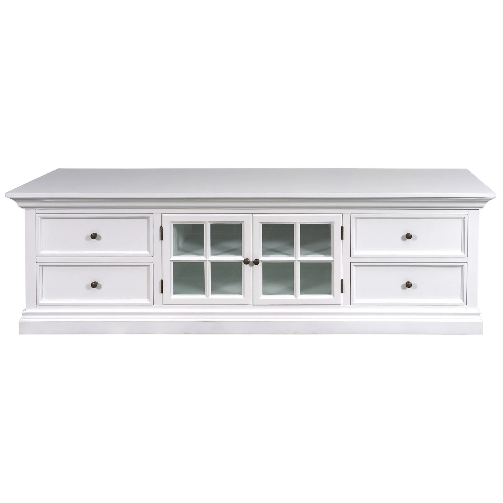 Hamptons Halifax TV Entertainment Unit with 4 Drawers Glass Doors Storage 180cm - Image 16