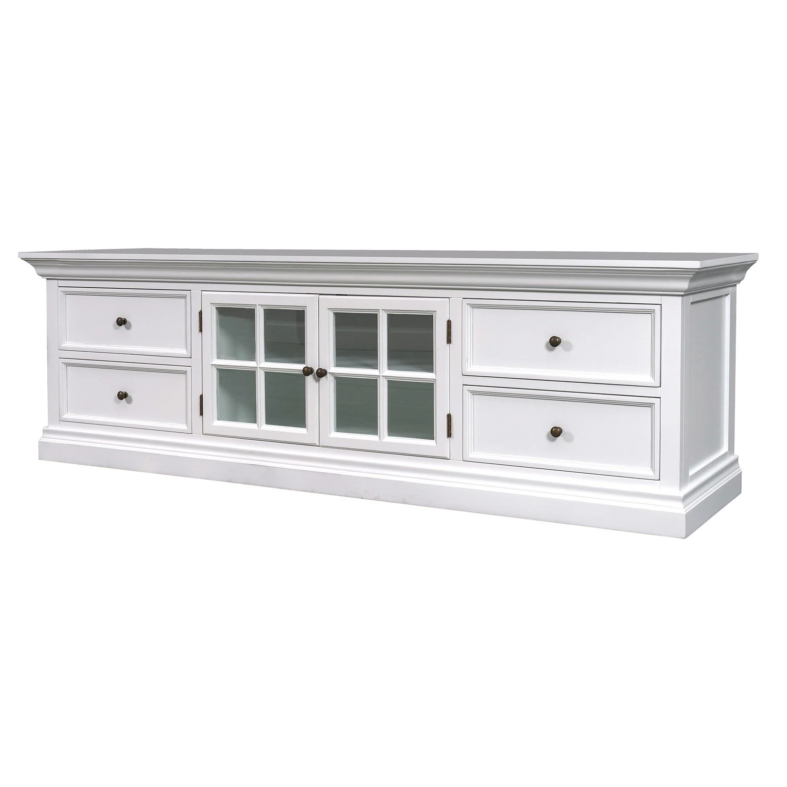 Hamptons Halifax TV Entertainment Unit with 4 Drawers Glass Doors Storage 180cm - Image 17