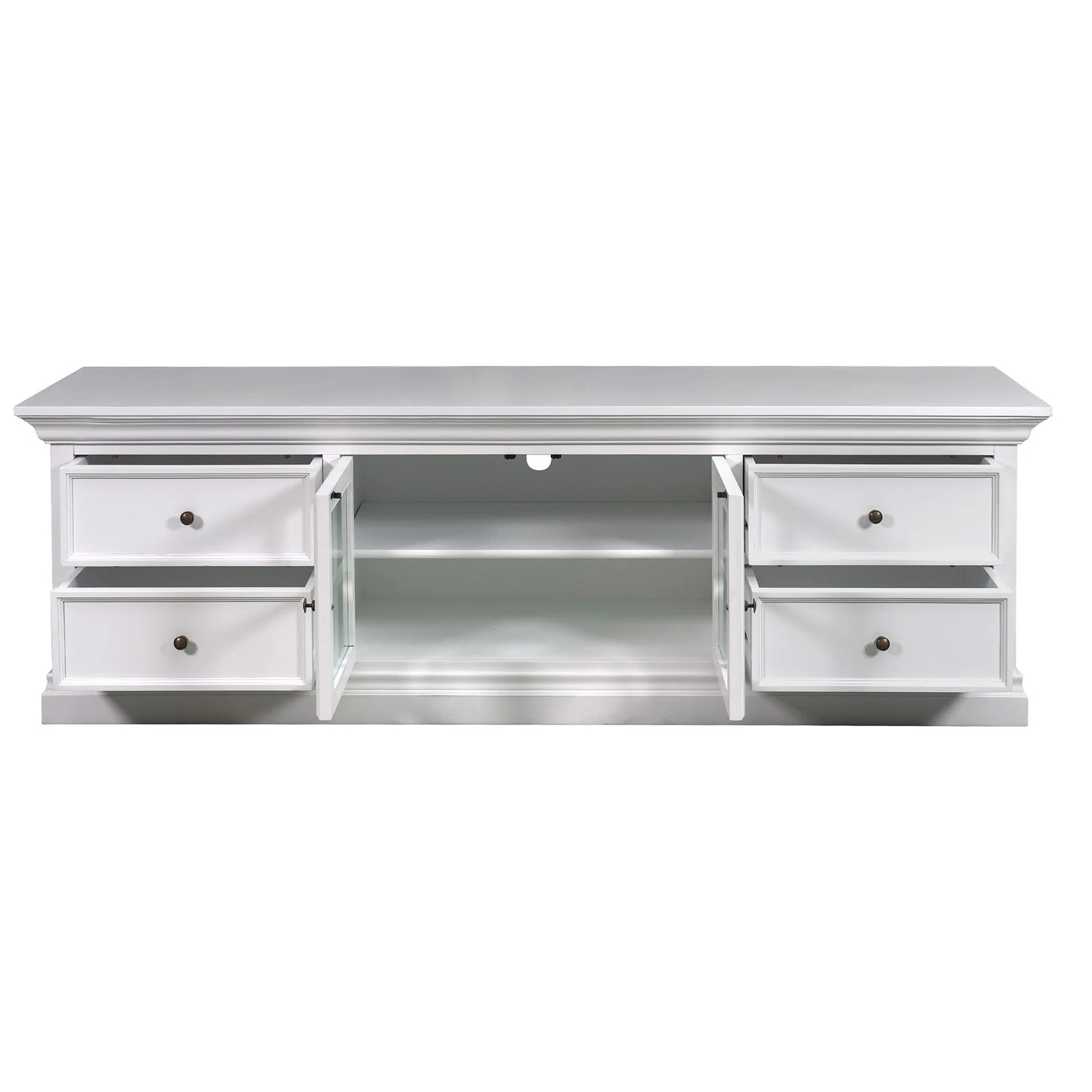 Hamptons Halifax TV Entertainment Unit with 4 Drawers Glass Doors Storage 180cm - Image 19
