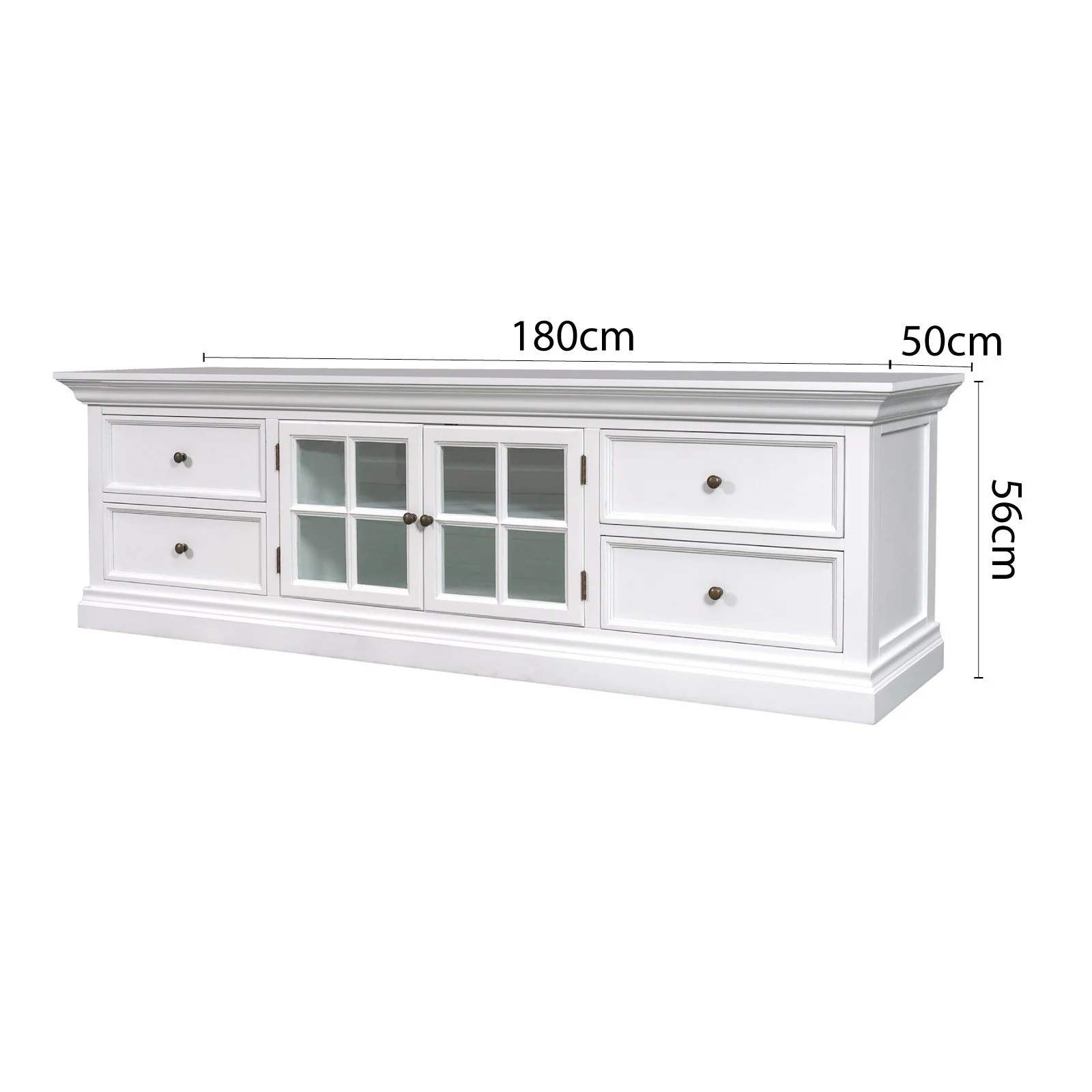 Hamptons Halifax TV Entertainment Unit with 4 Drawers Glass Doors Storage 180cm - Image 24