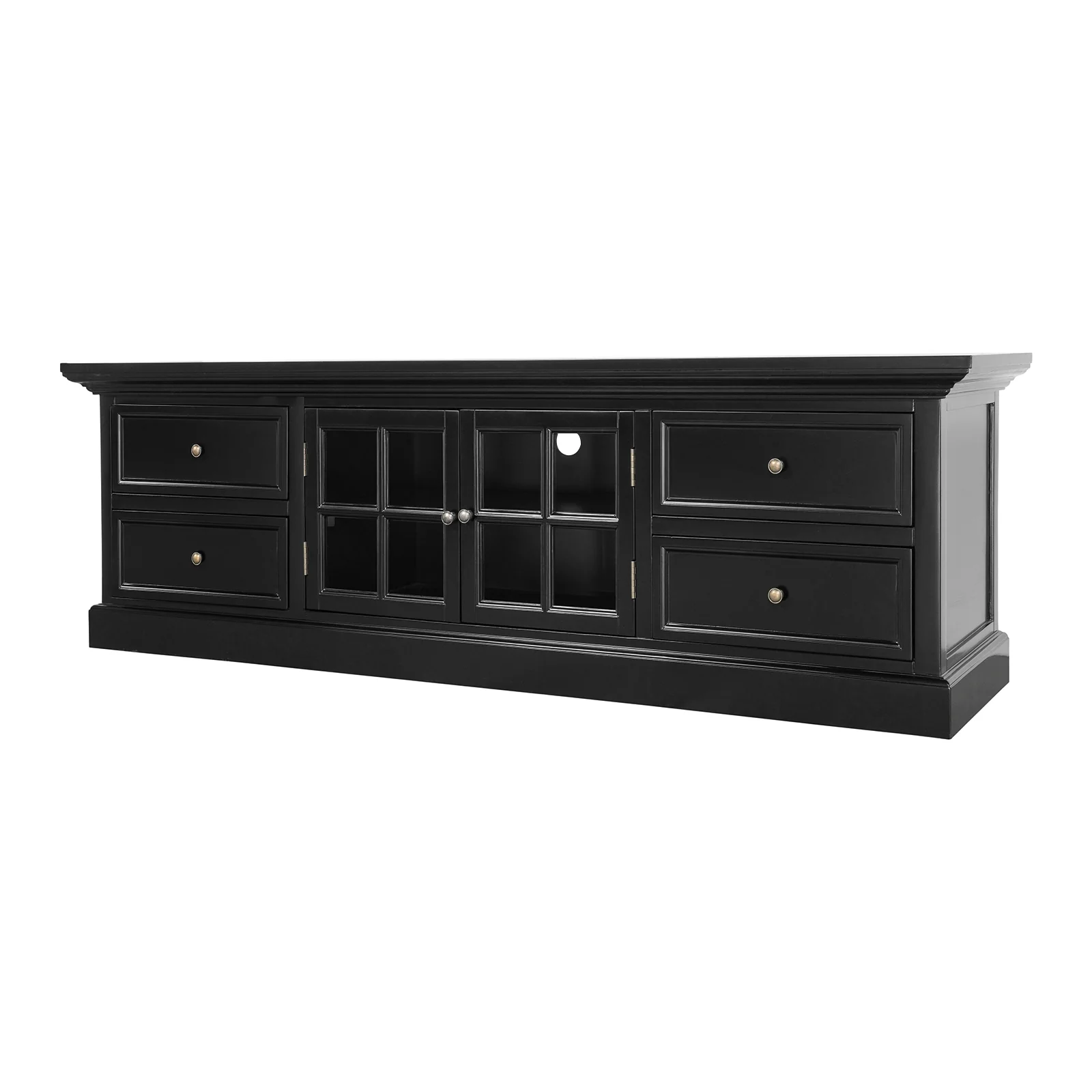 Hamptons Halifax TV Entertainment Unit with 4 Drawers Glass Doors Storage 180cm - Image 3