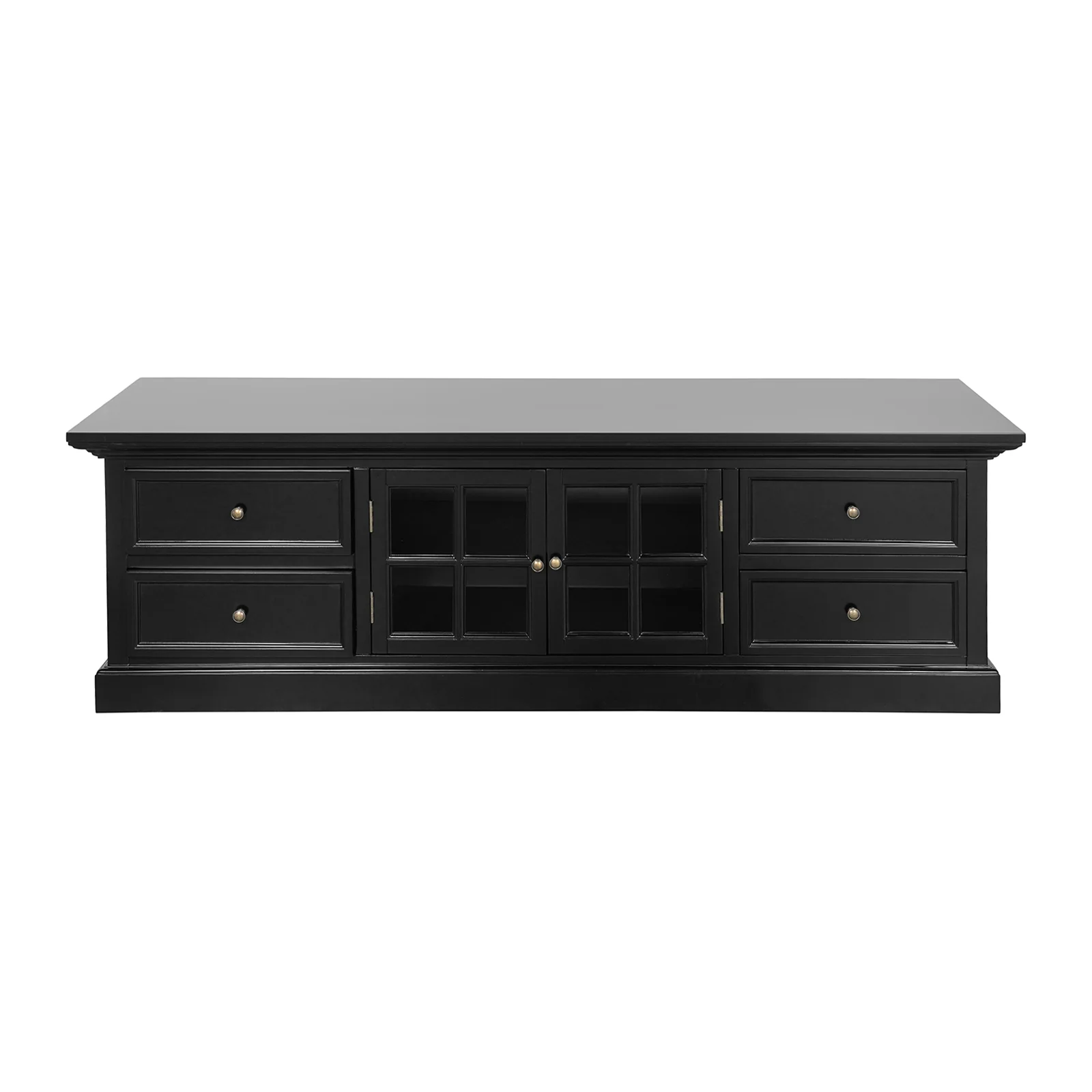 Hamptons Halifax TV Entertainment Unit with 4 Drawers Glass Doors Storage 180cm - Image 4