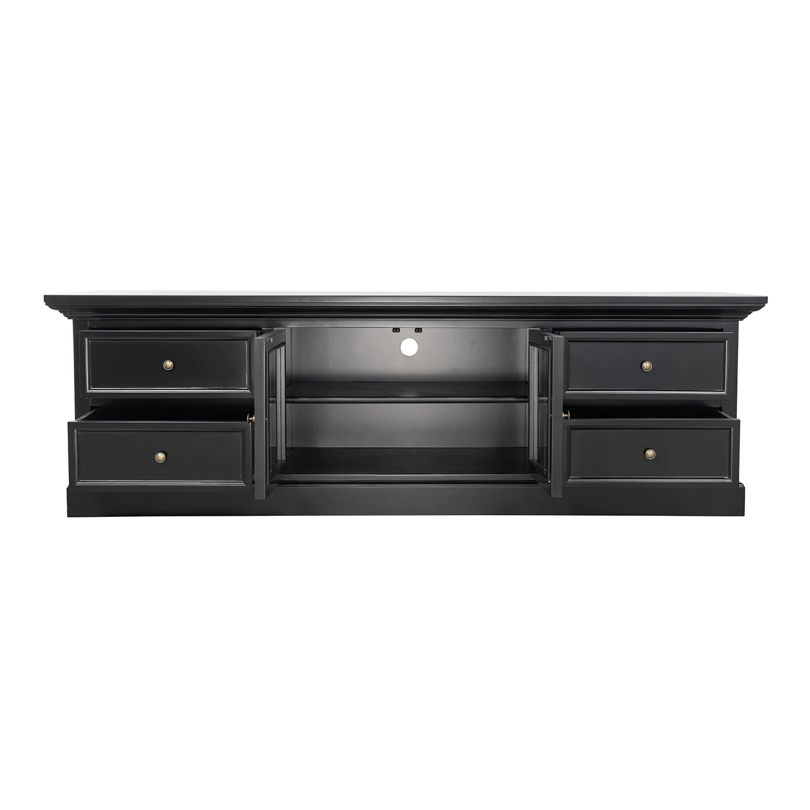 Hamptons Halifax TV Entertainment Unit with 4 Drawers Glass Doors Storage 180cm - Image 6