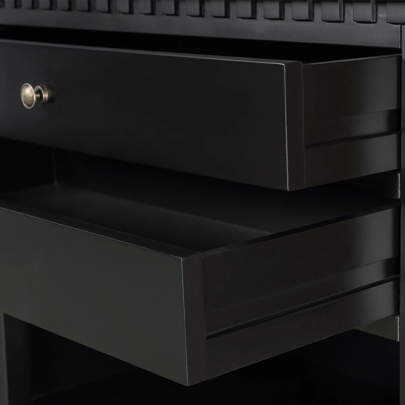 New England Hamptons Bedside/ Lamp Table – 2 Drawers & Open Shelf and Dentil Molding Design - Image 10