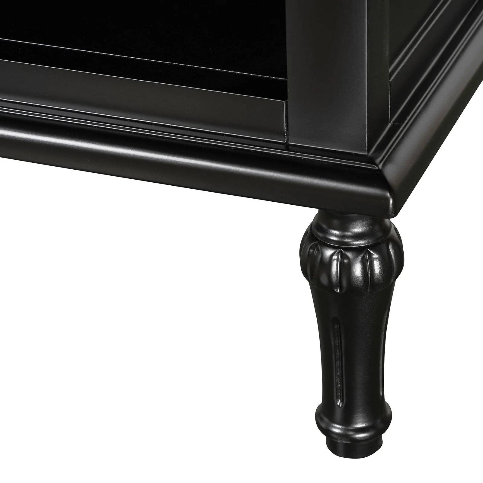 New England Hamptons Bedside/ Lamp Table – 2 Drawers & Open Shelf and Dentil Molding Design - Image 12