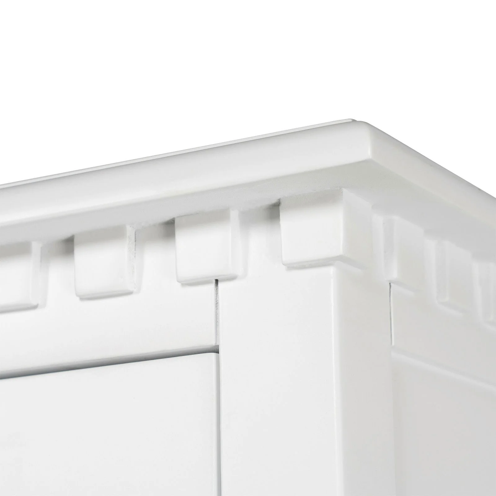 New England Hamptons Bedside/ Lamp Table – 2 Drawers & Open Shelf and Dentil Molding Design - Image 19